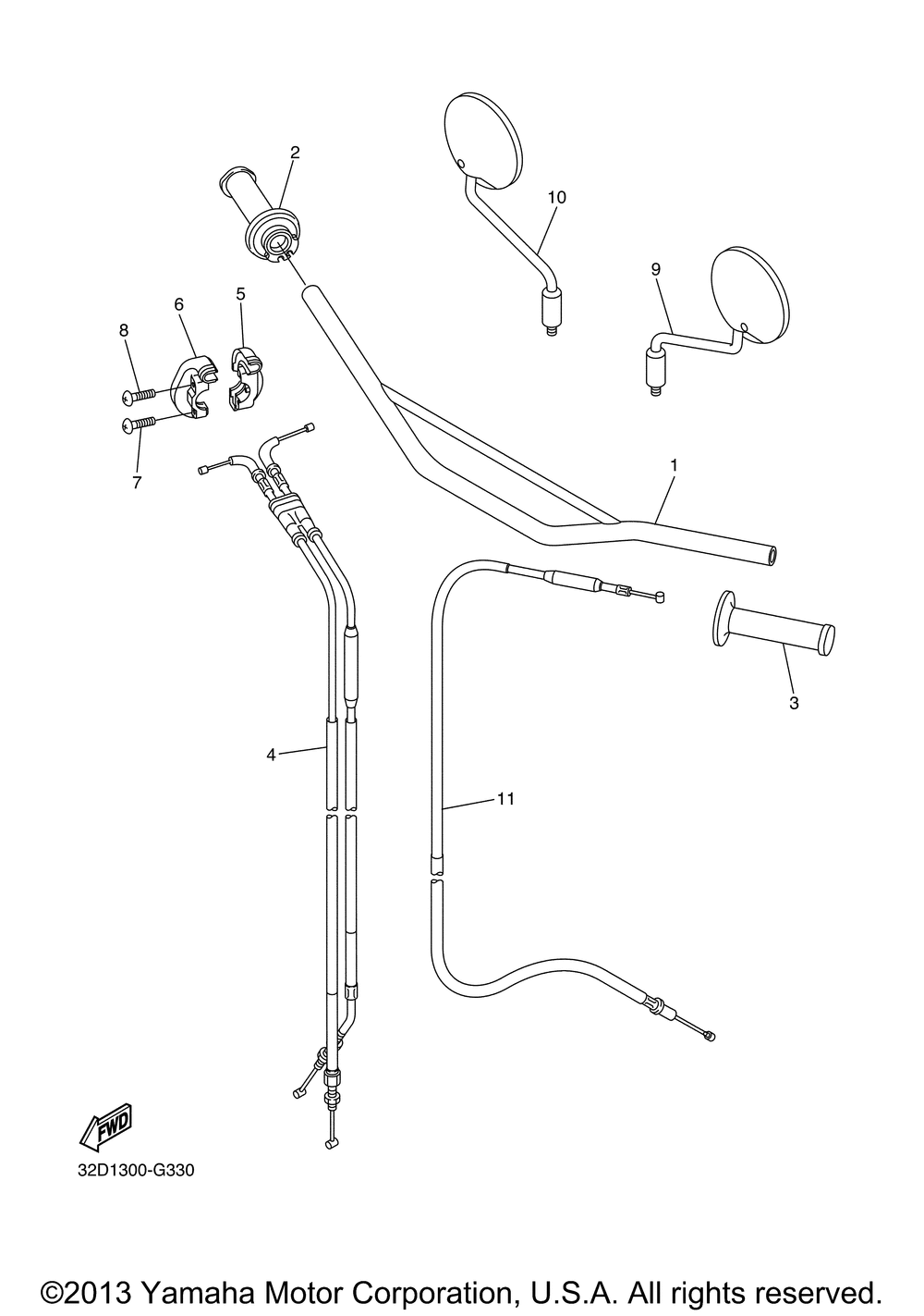 Steering handle cable