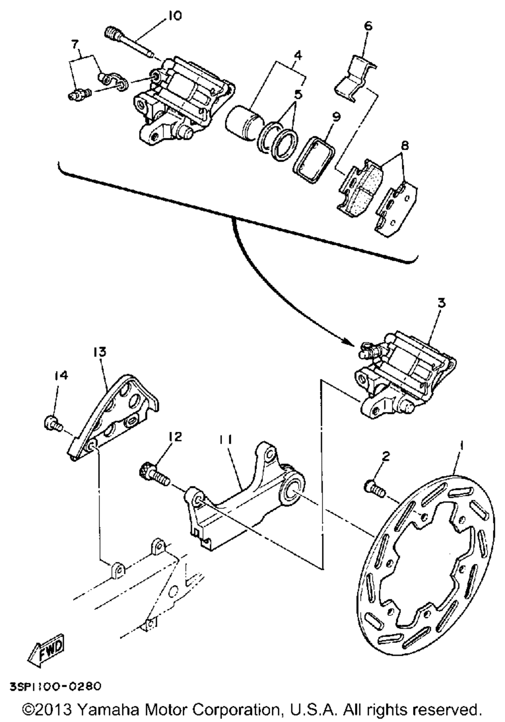 Rear brake caliper