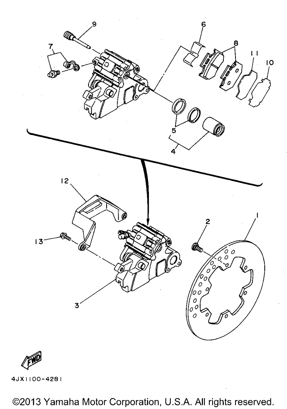 Rear brake caliper