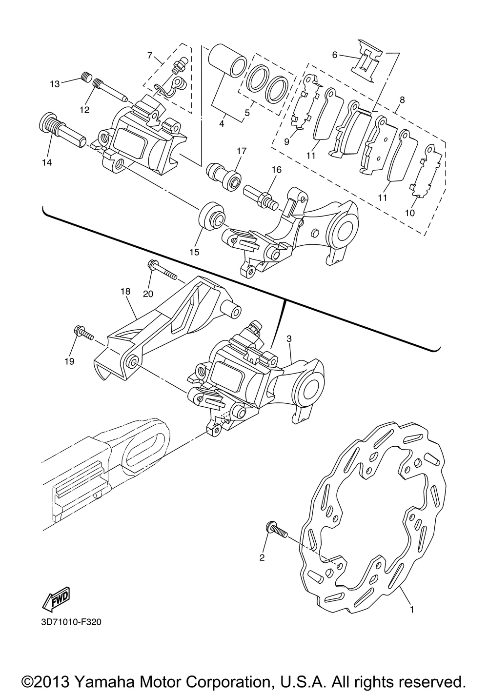 Rear brake caliper