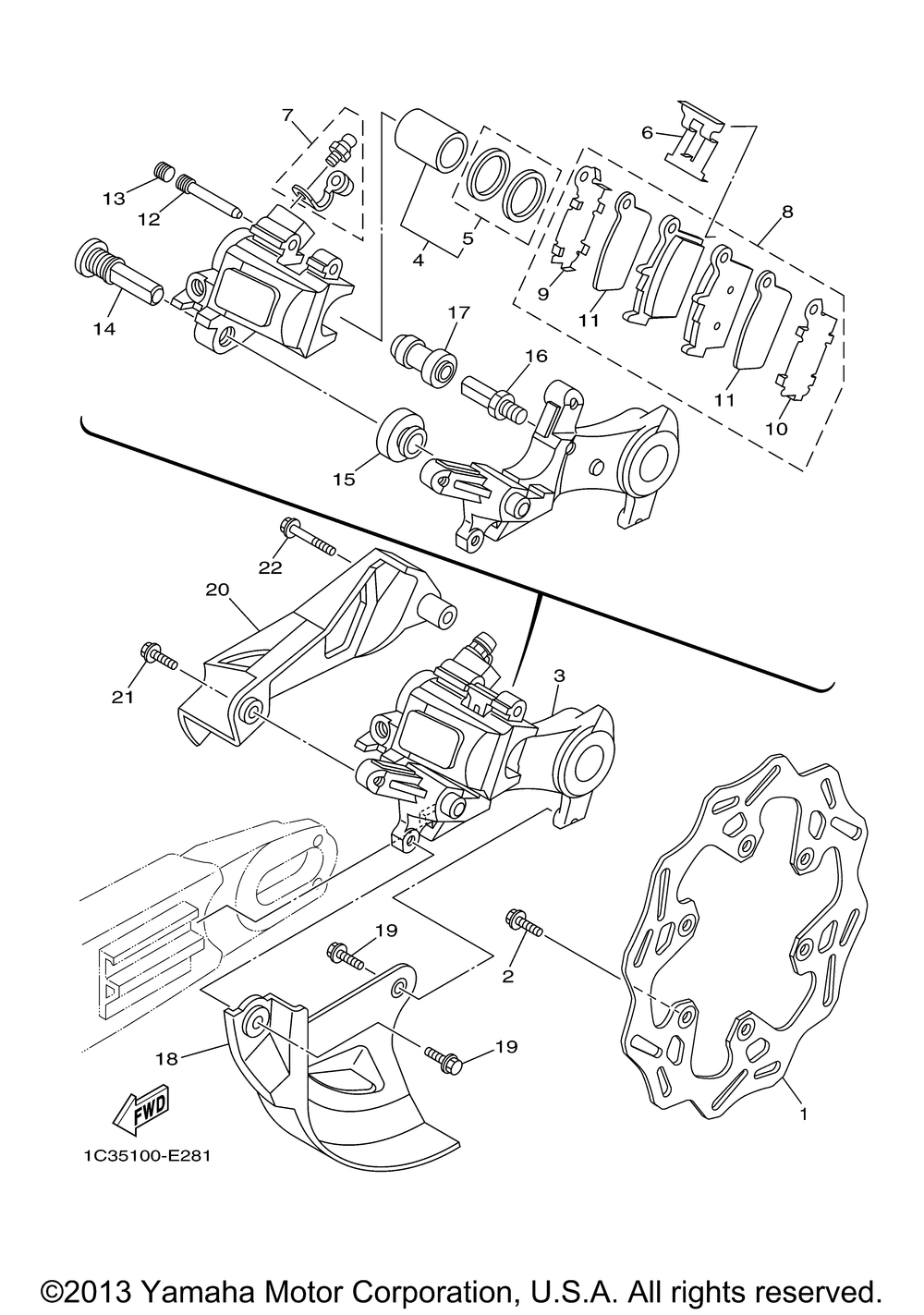 Rear brake caliper