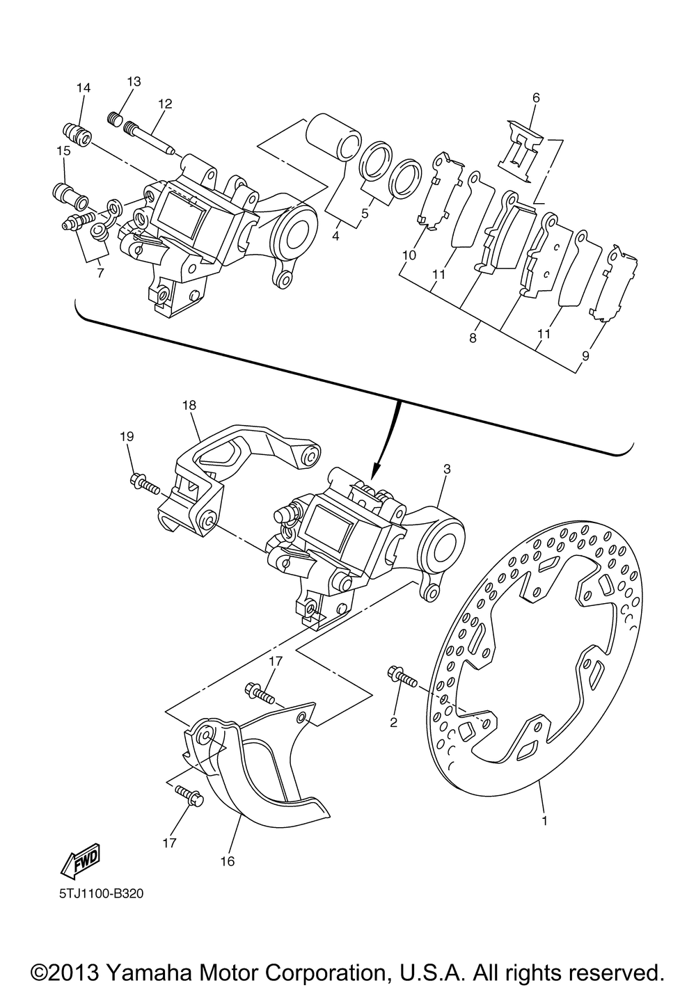 Rear brake caliper