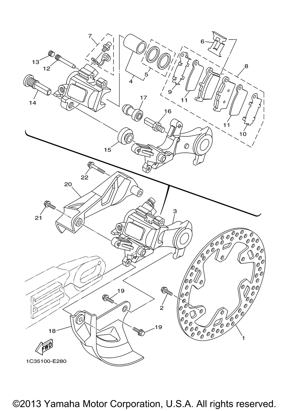 Rear brake caliper