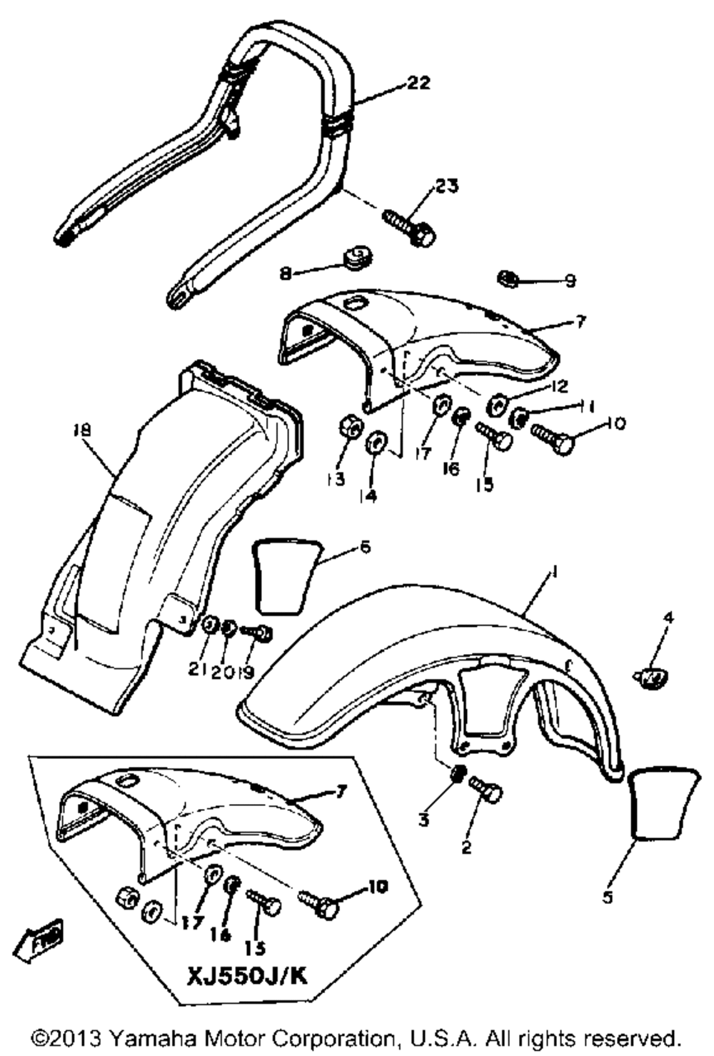 Front fender rear fender xj550h j k