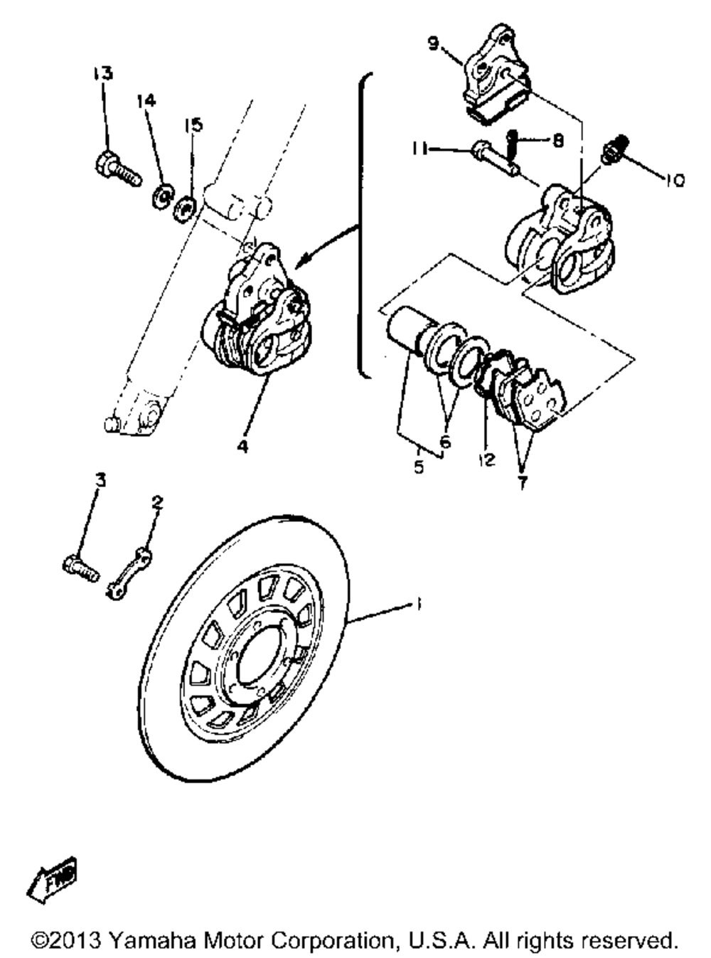 Front brake caliper xj550h