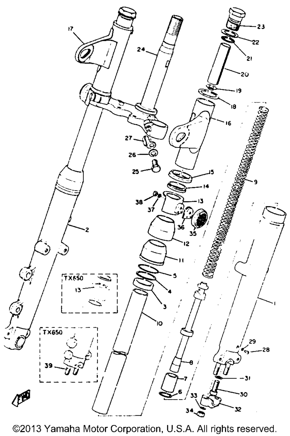 Front fork (xs2) (tx650 - )