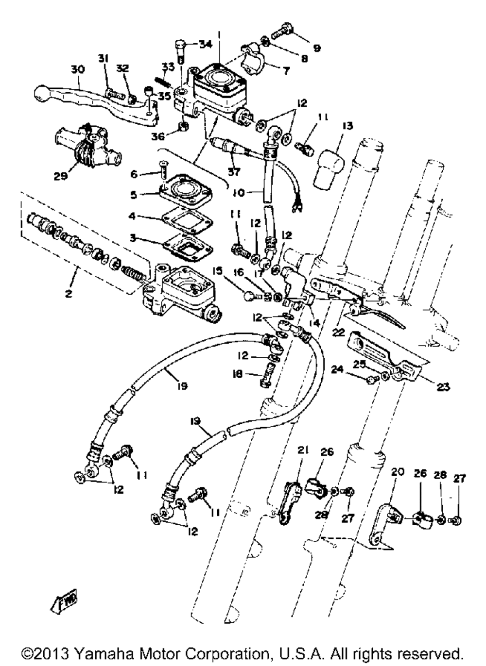 Front master cylinder - brake hose