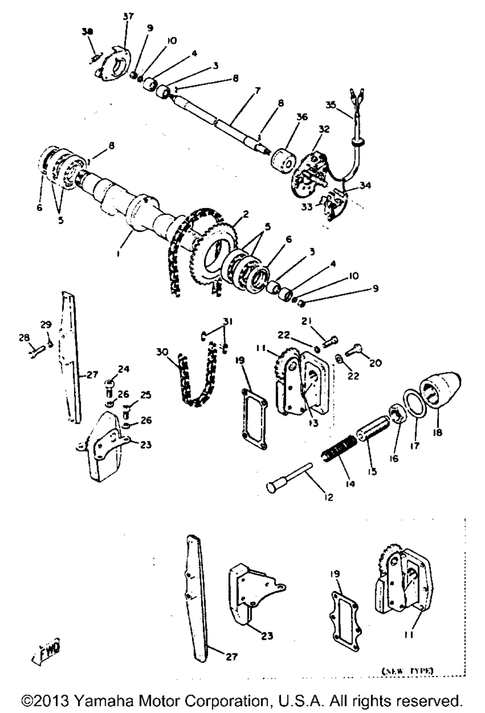 Cam shaft - chain tensioner