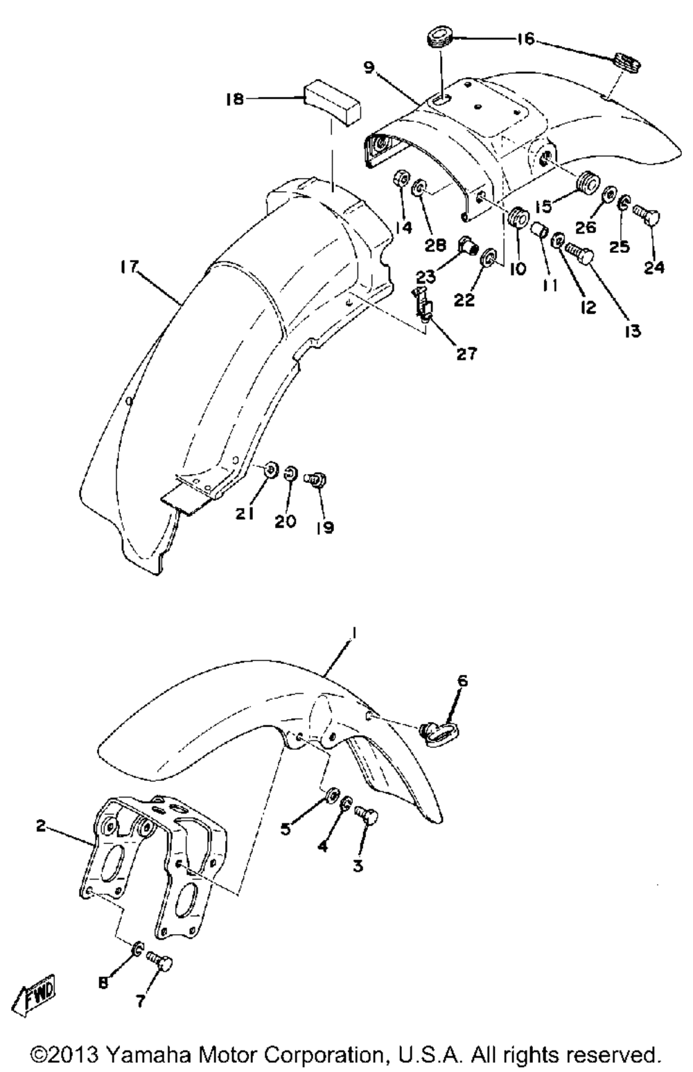 Front fender-rear fender