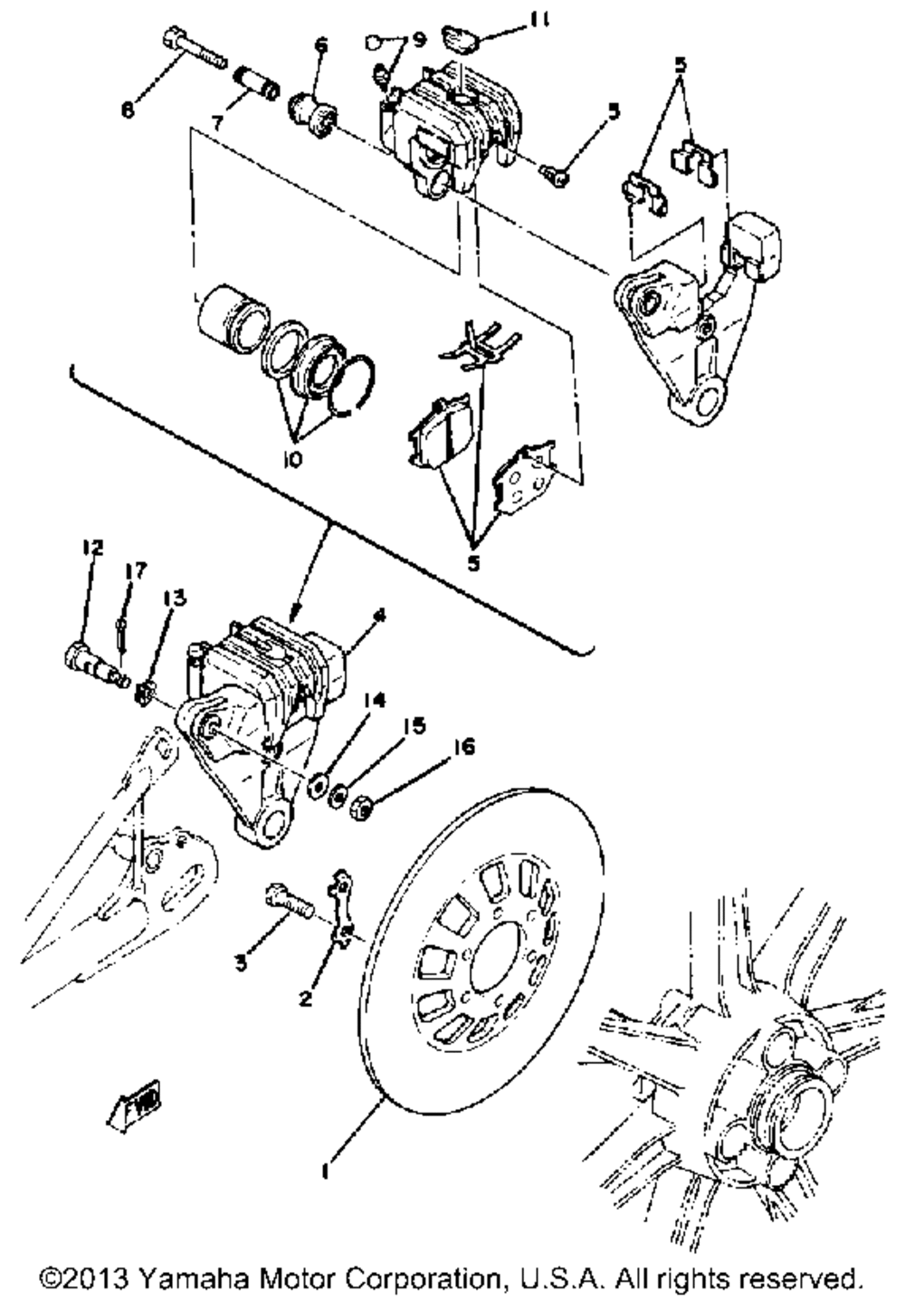 Rear disc brake-caliper