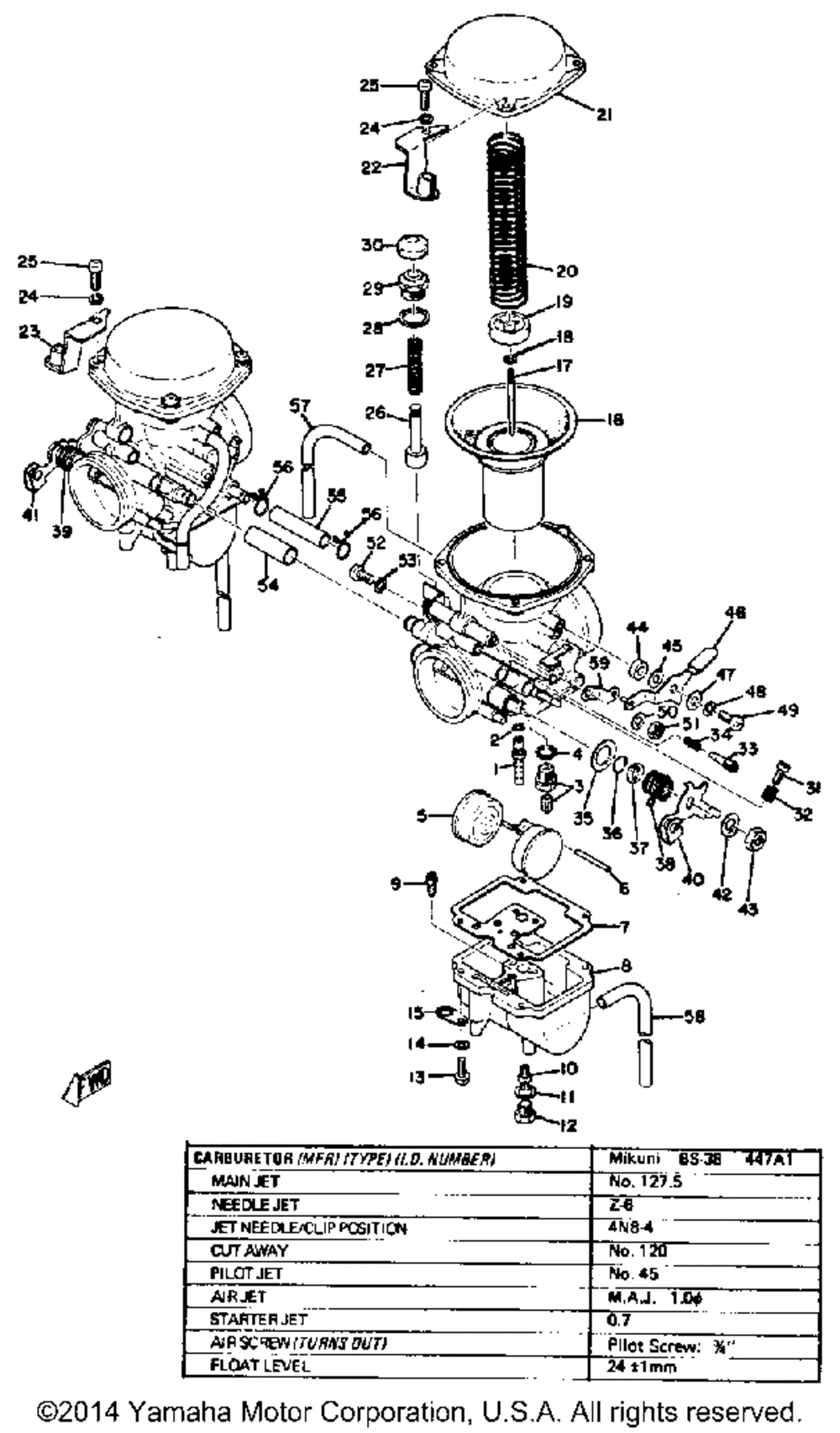 Carburetor tx650a - xs650b