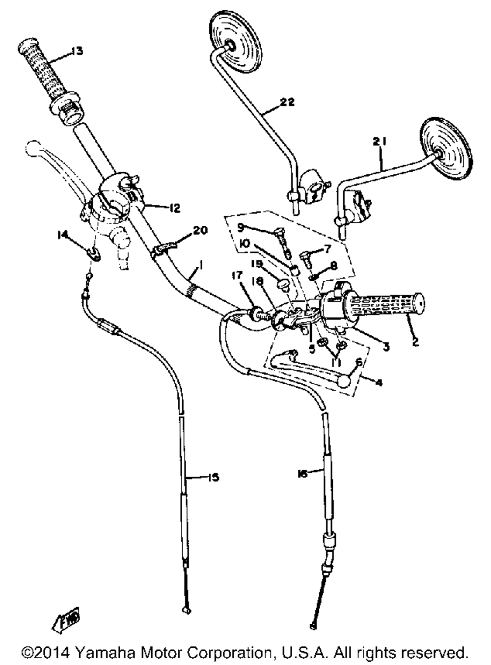 Steering handle cable xs650c