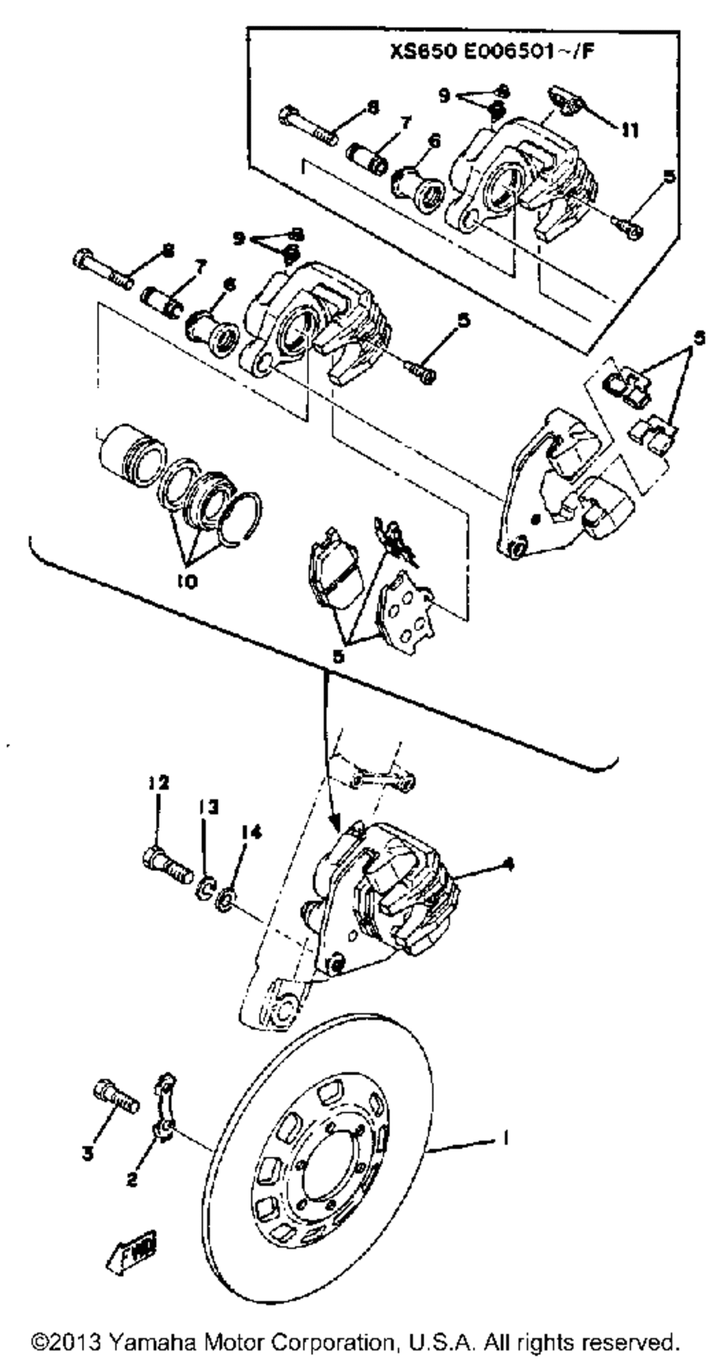 Disc brake caliper xs650d e e006501~ f