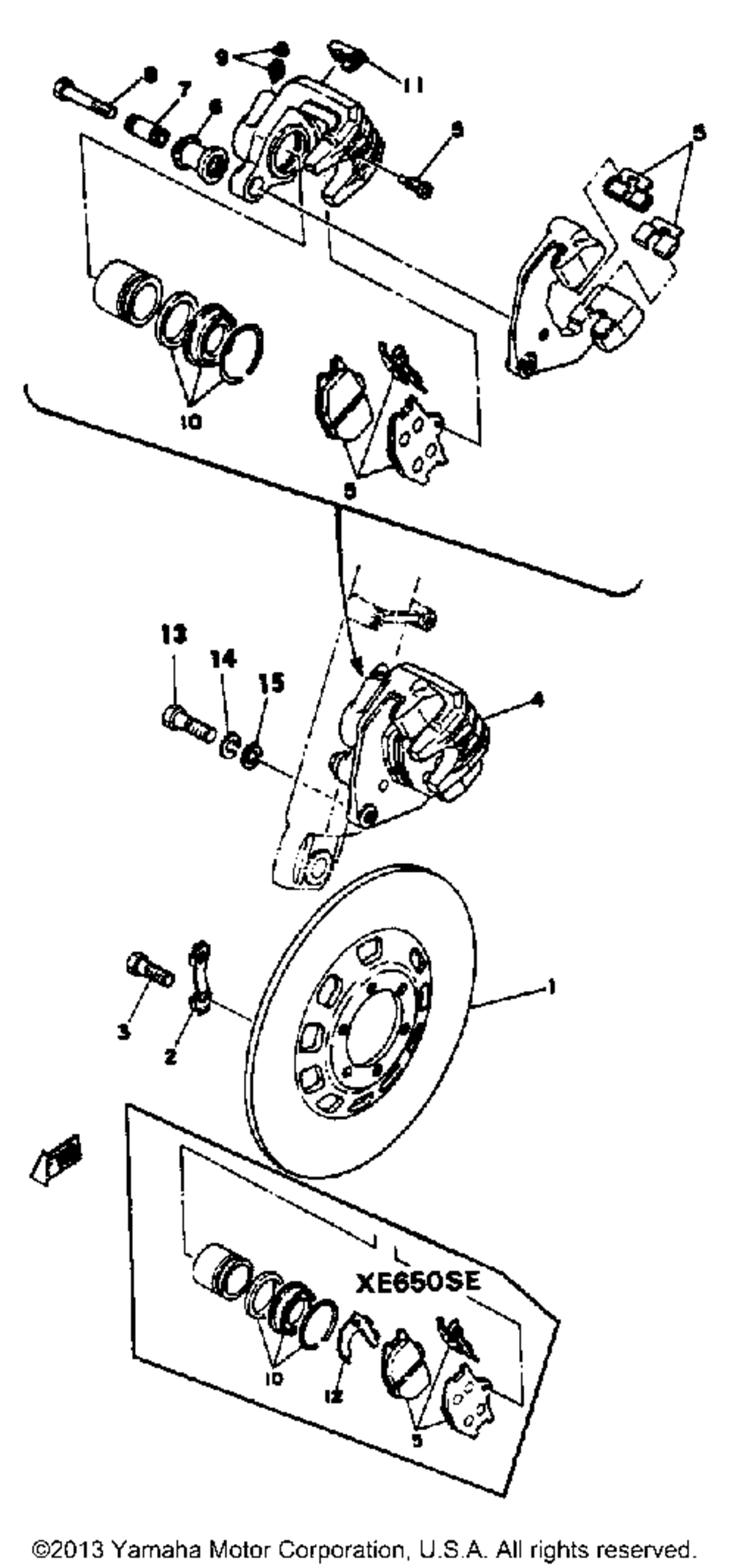 Front disc brake caliper