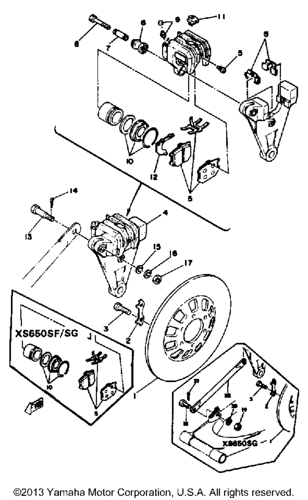 Rear disc brake caliper