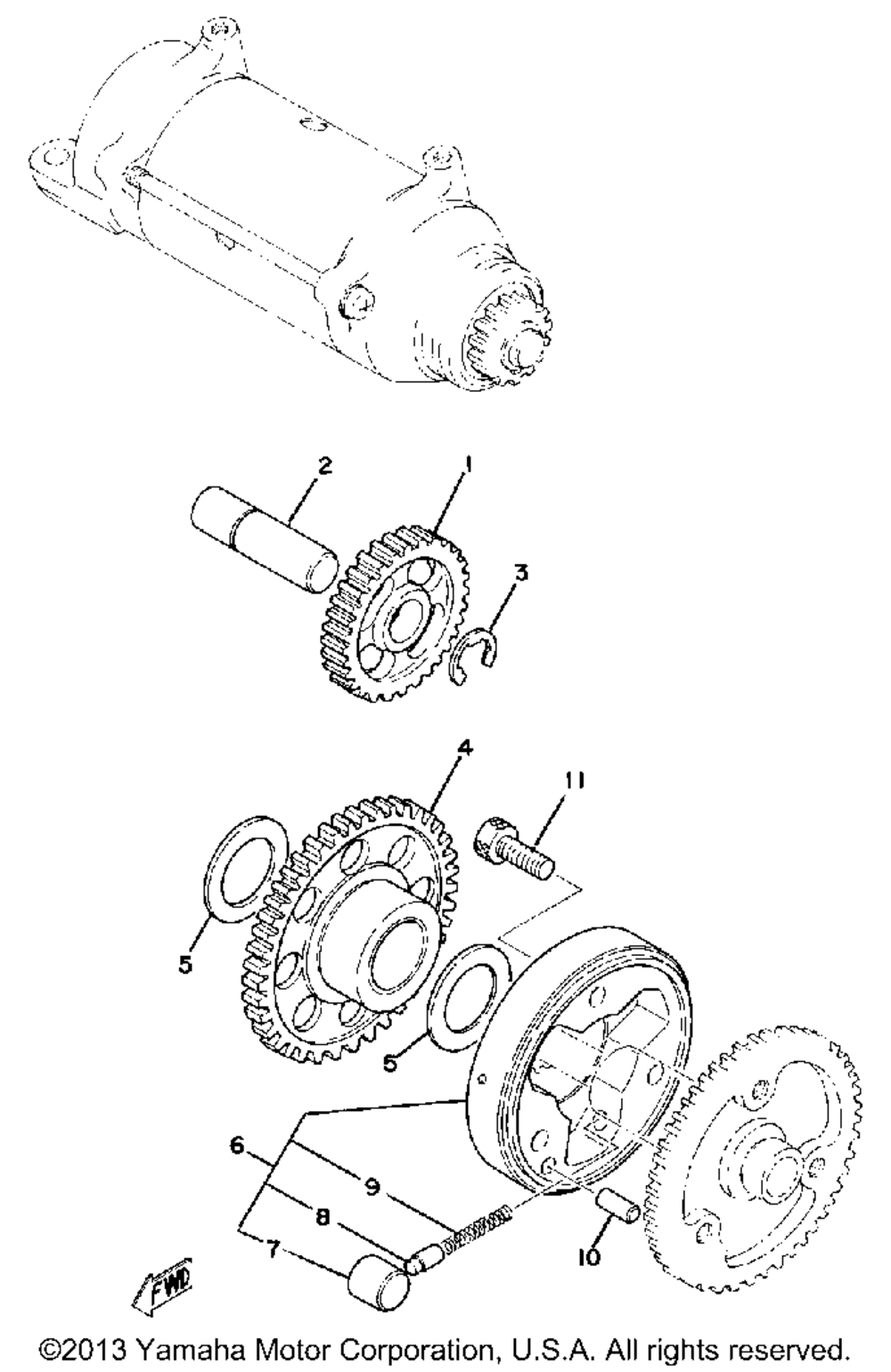 Starting motor unit