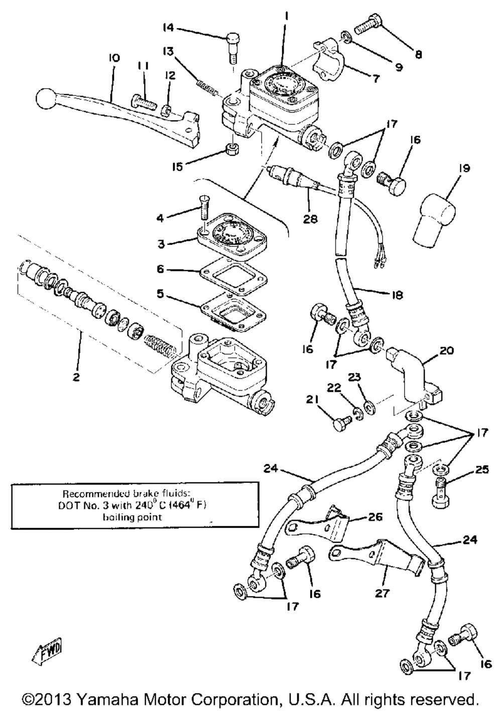 Front master cylinder - brake hose