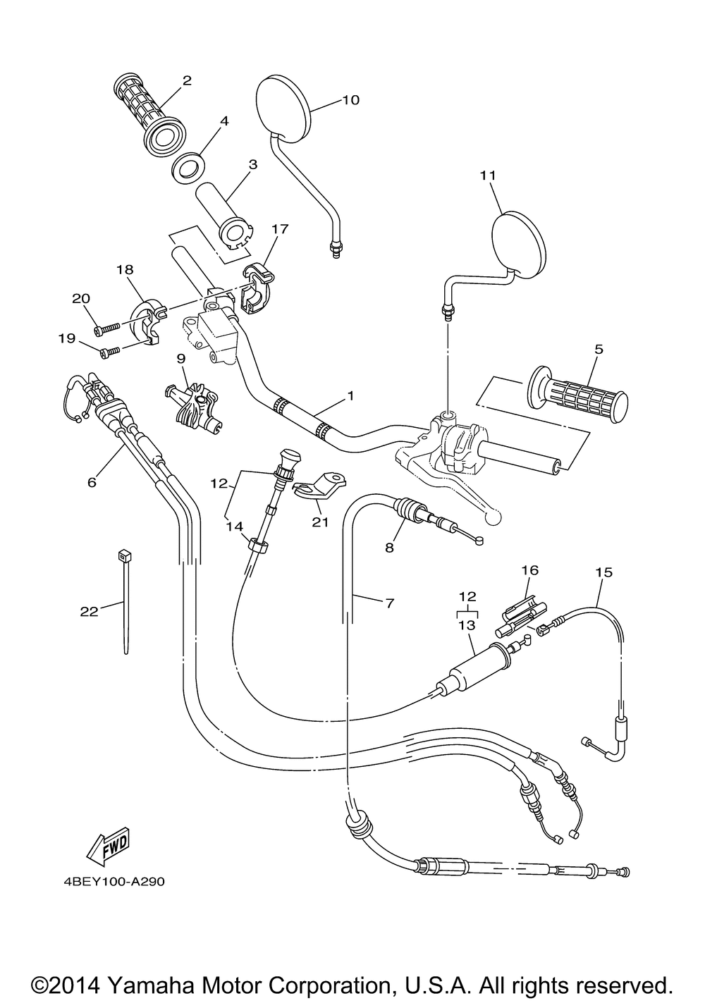 Steering handle cable