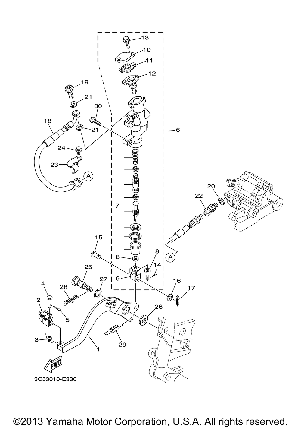 Rear master cylinder