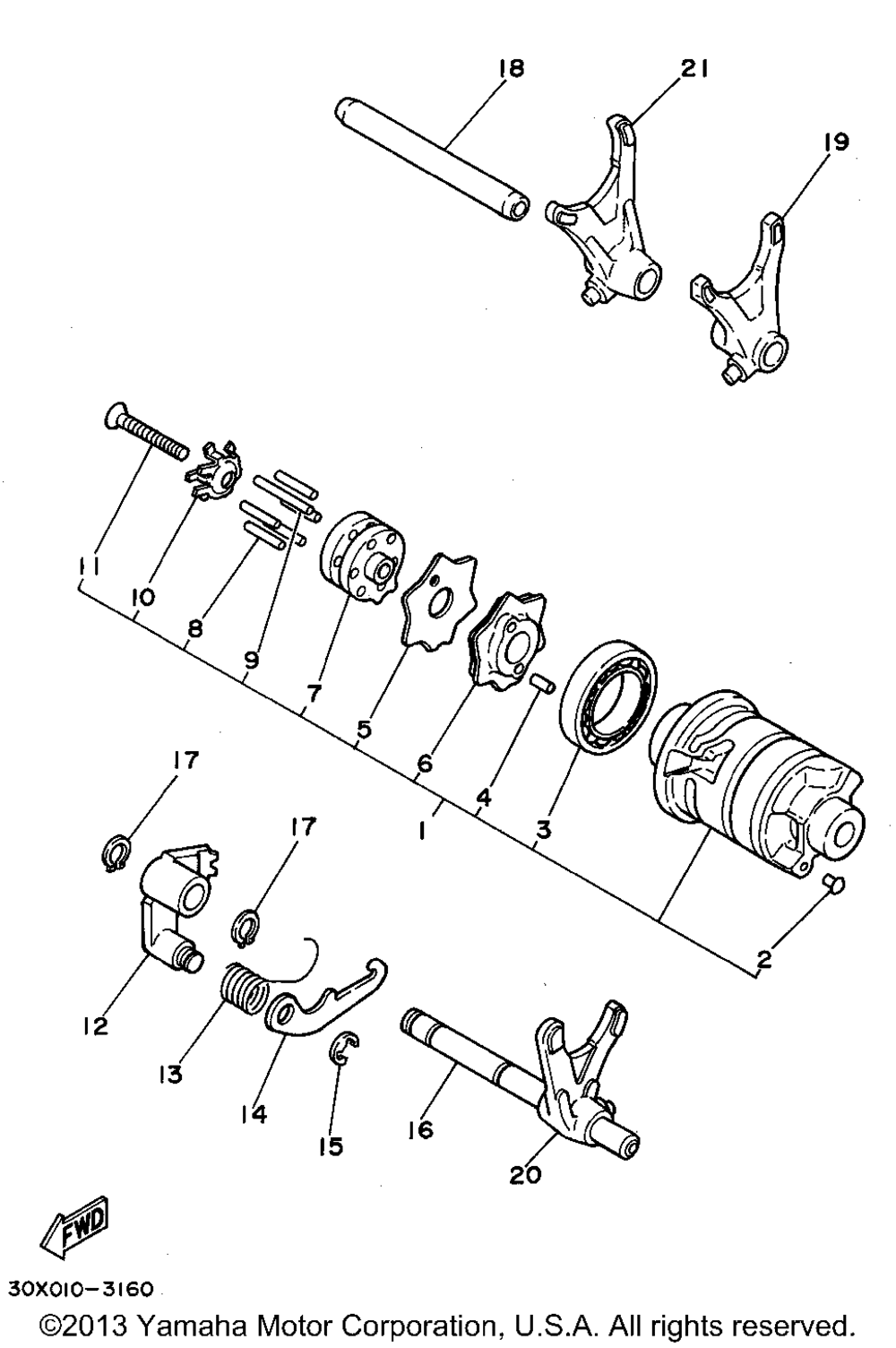 Shift cam - shift fork