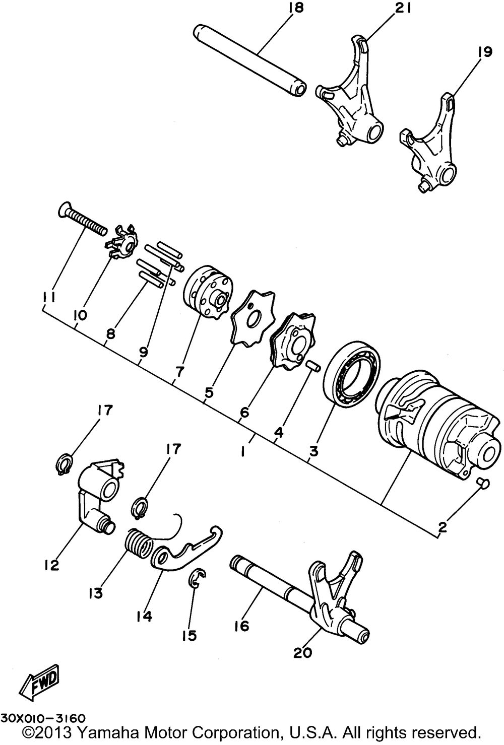 Shift cam - shift fork