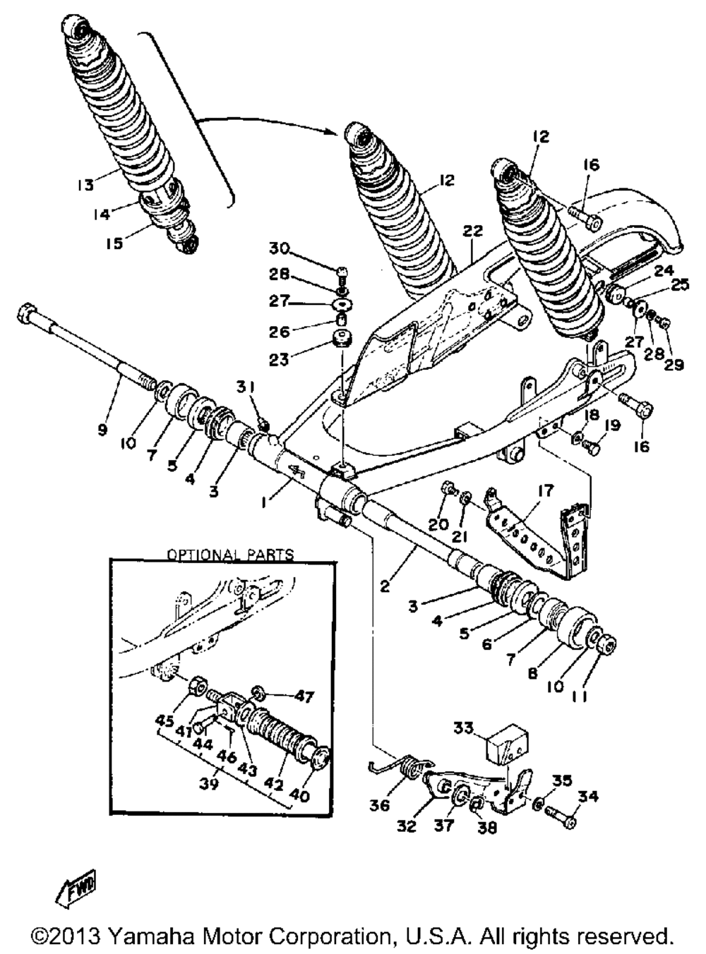 Rear arm - rear cushion - chain case