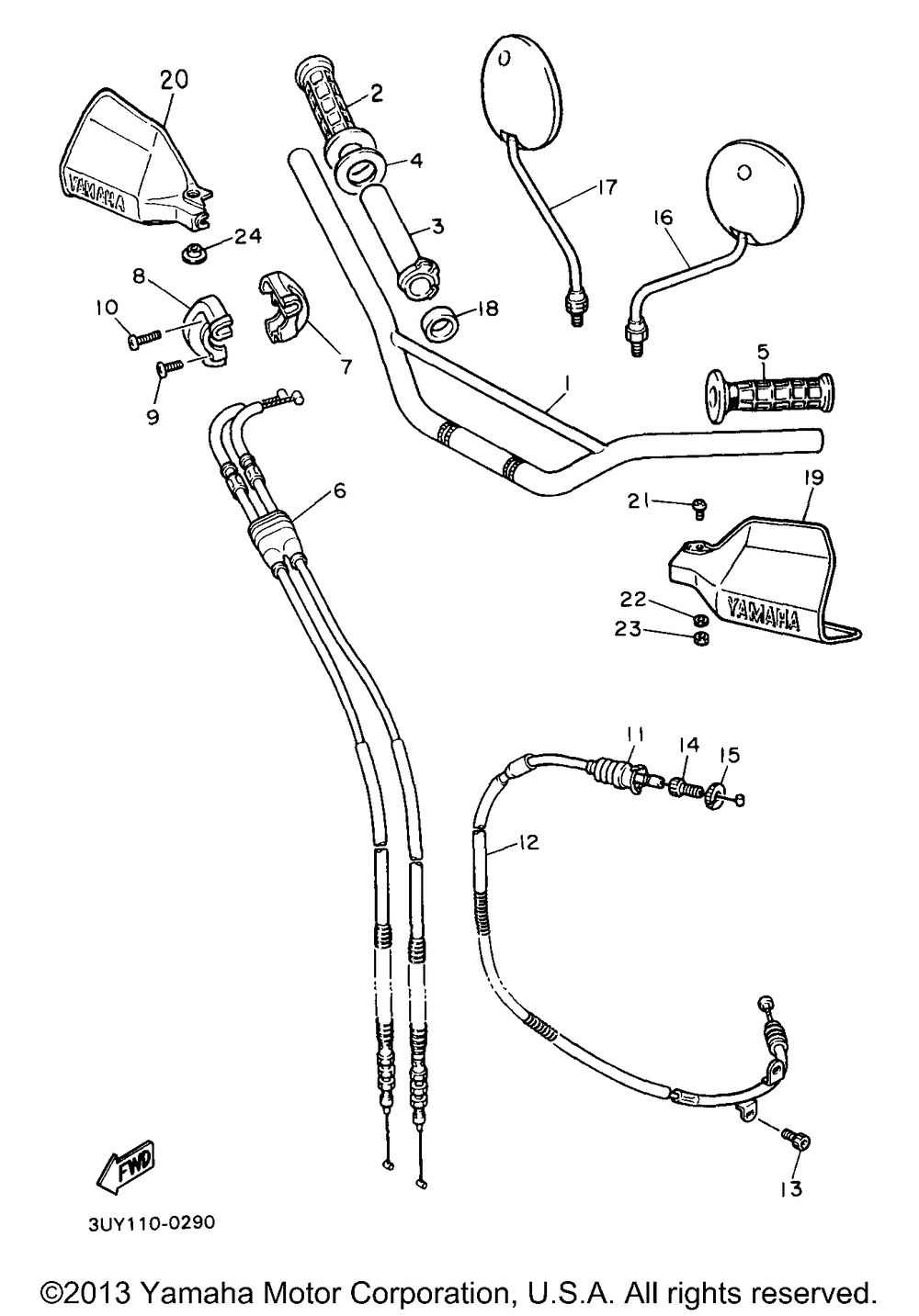 Steering handle cable