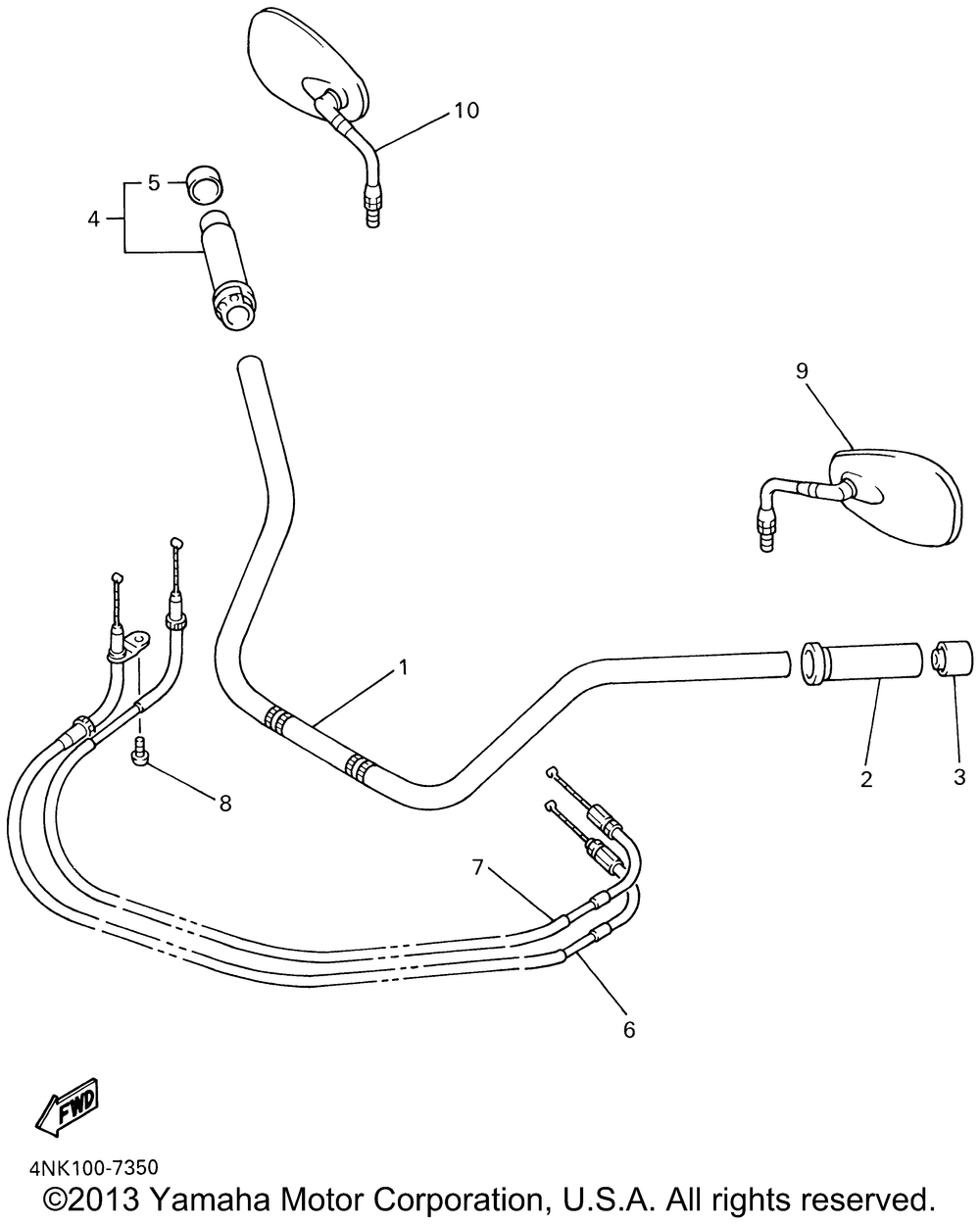 Steering handle cable