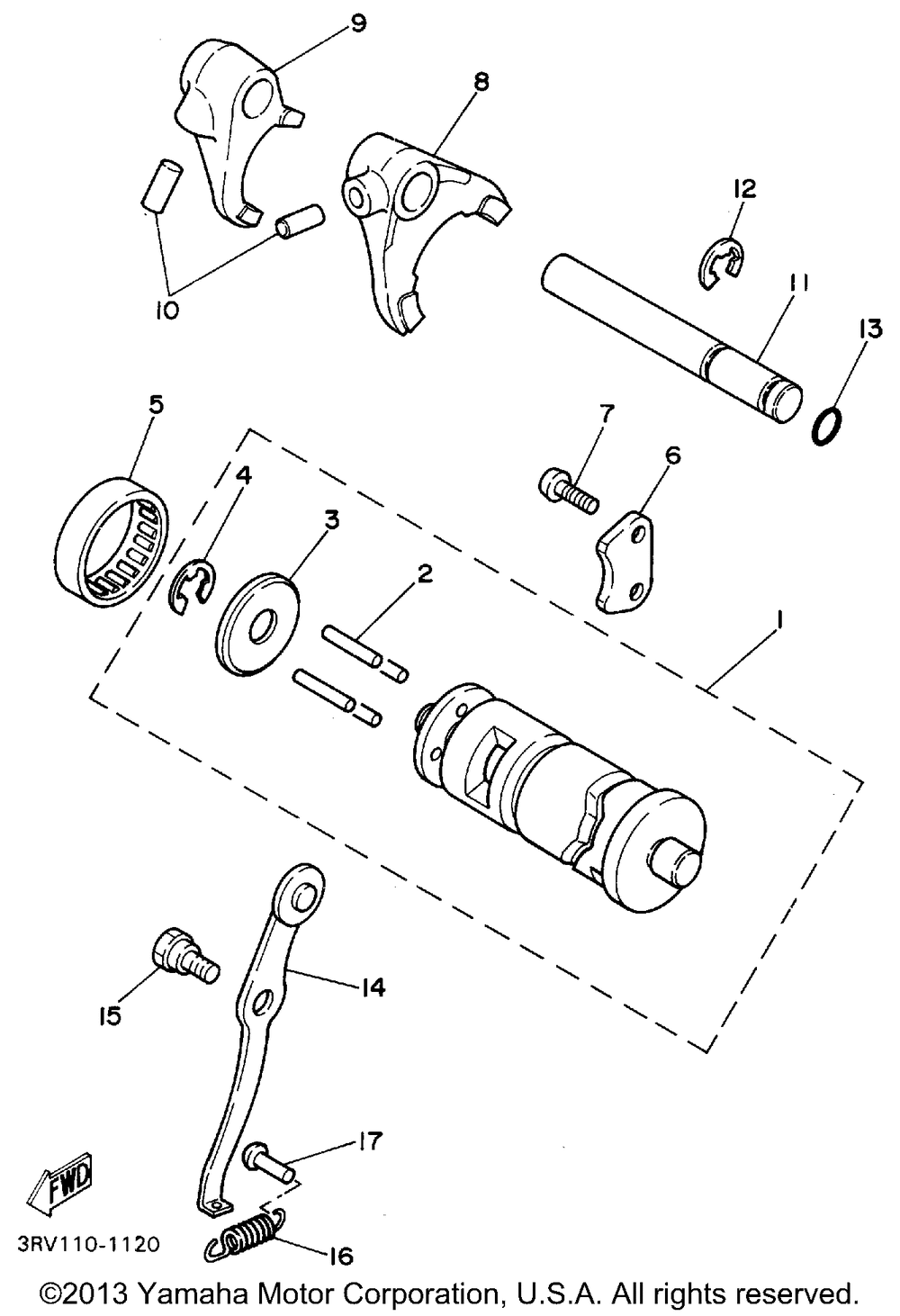 Shift cam - shift fork