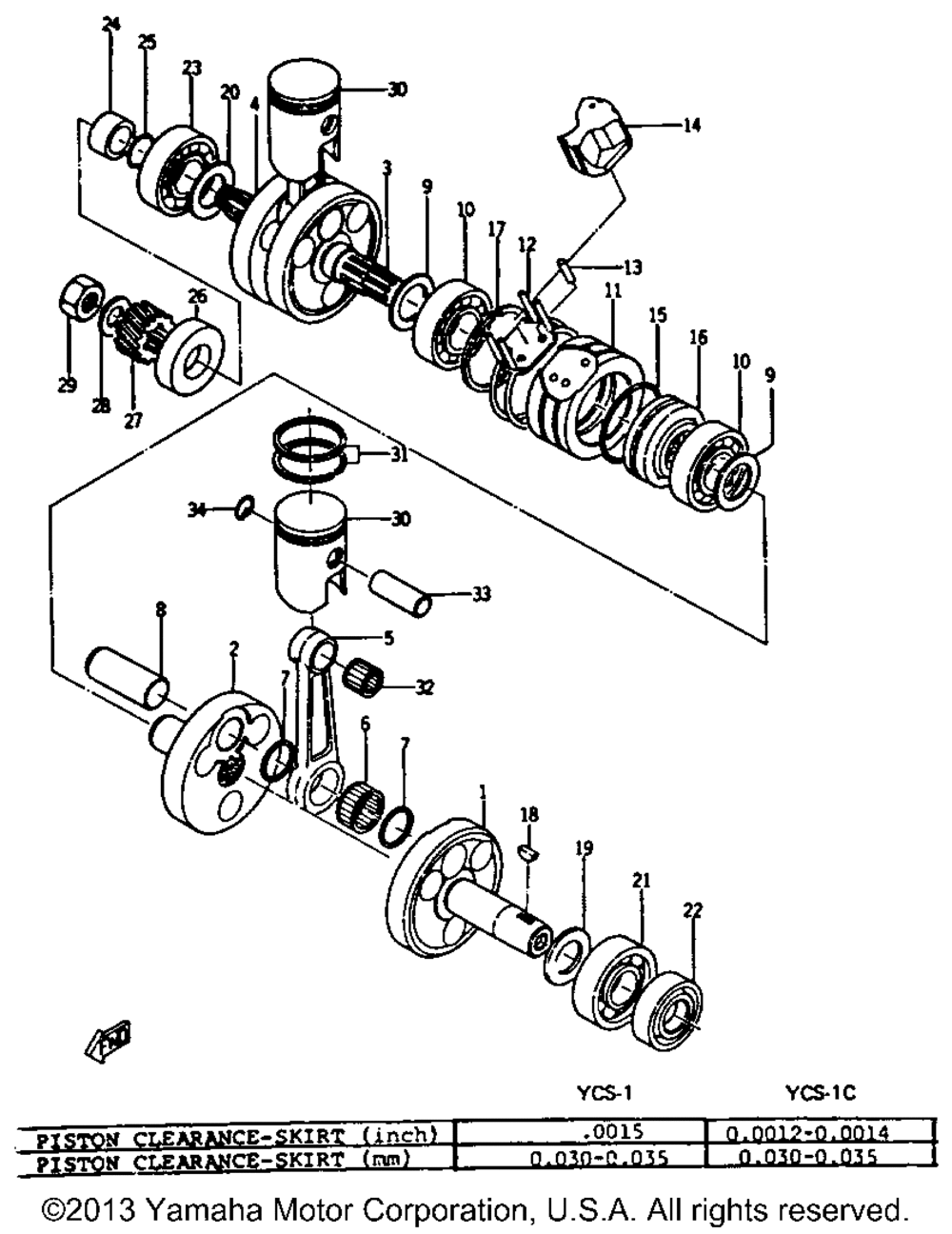 Crank and piston