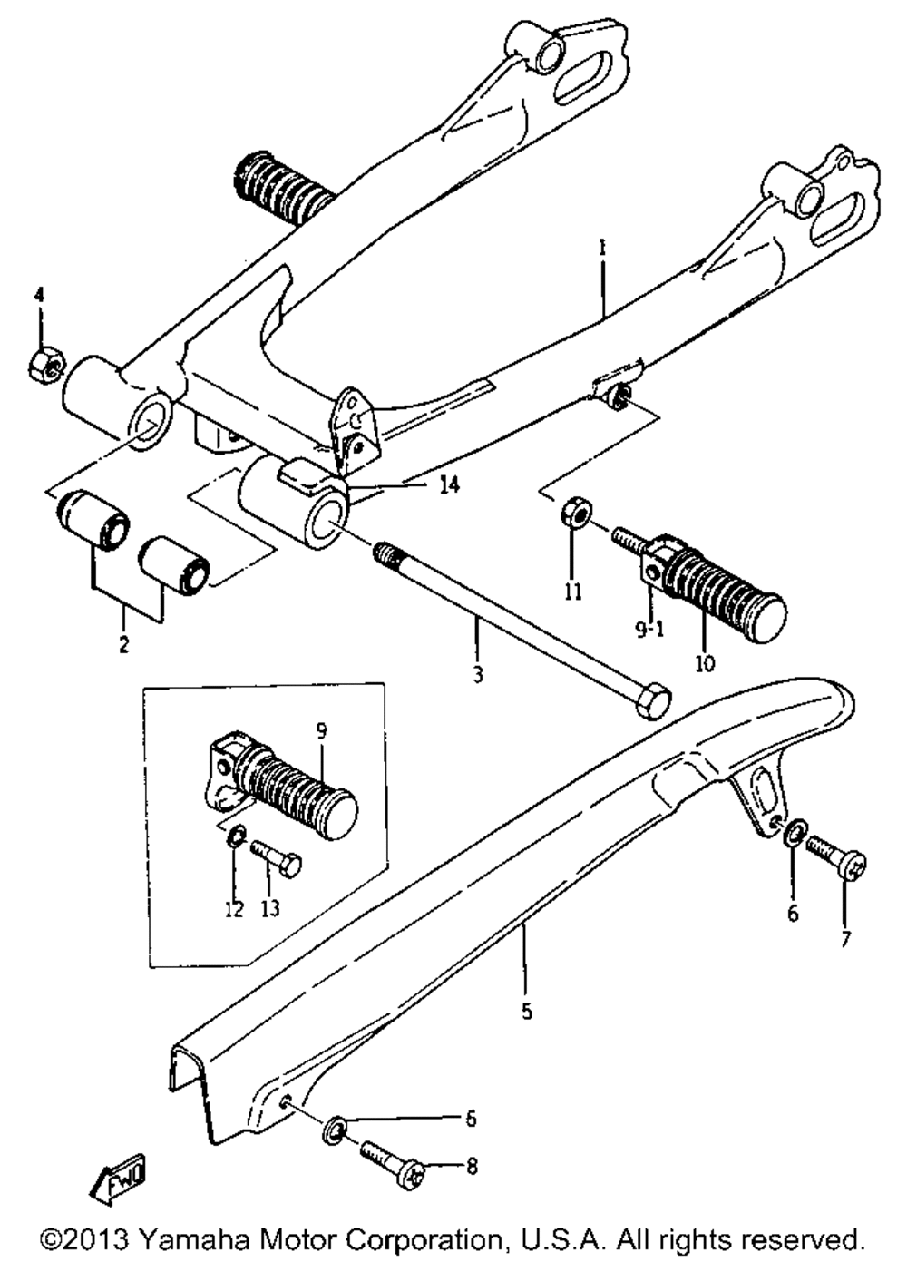 Rear arm and chain case