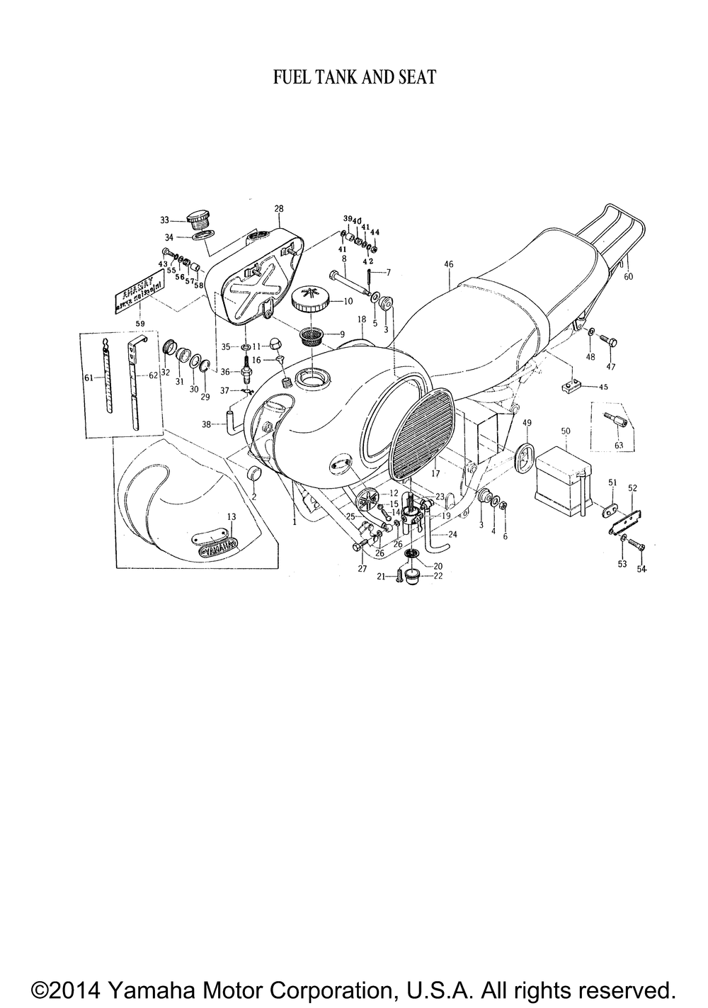 Fuel tank and seat