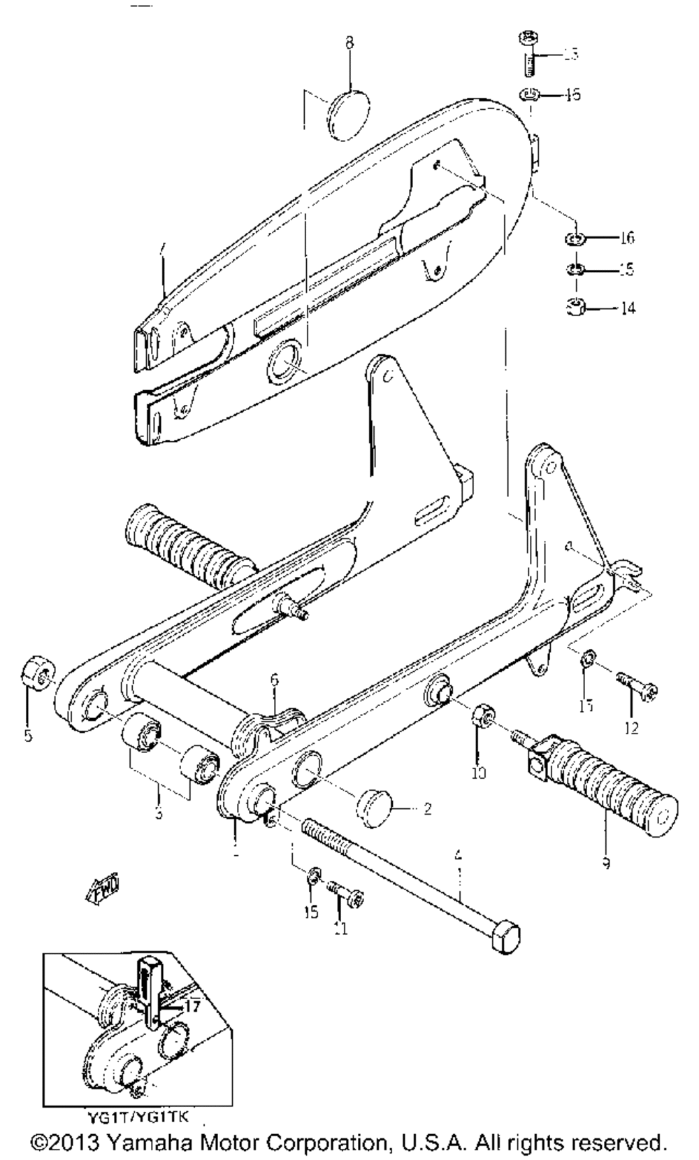 Rear arm and chain case