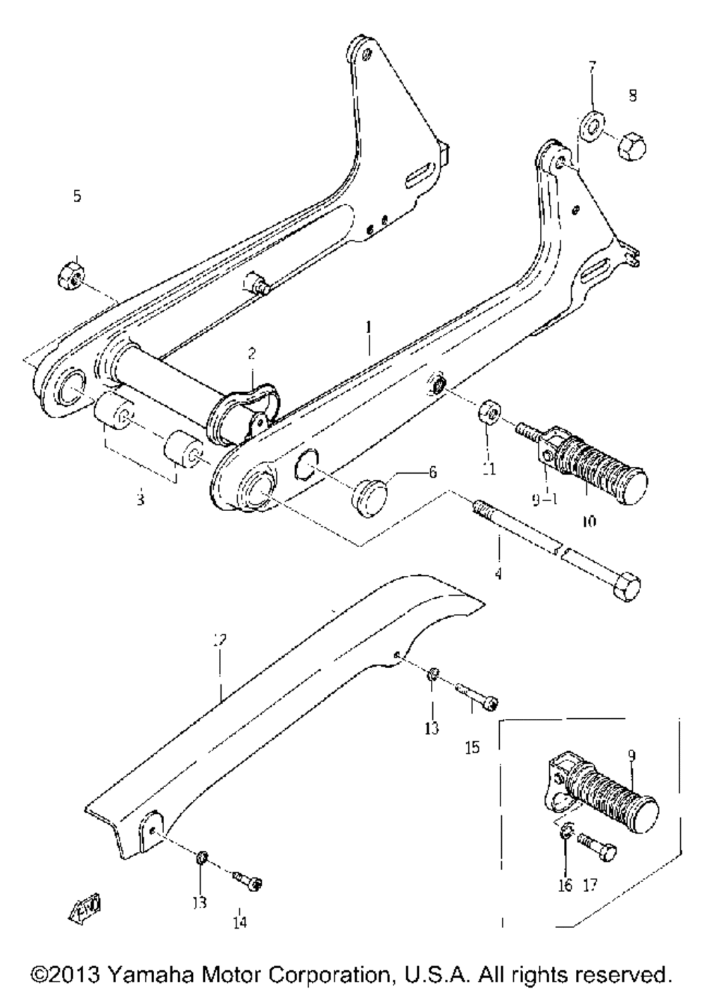 Rear arm and chain case