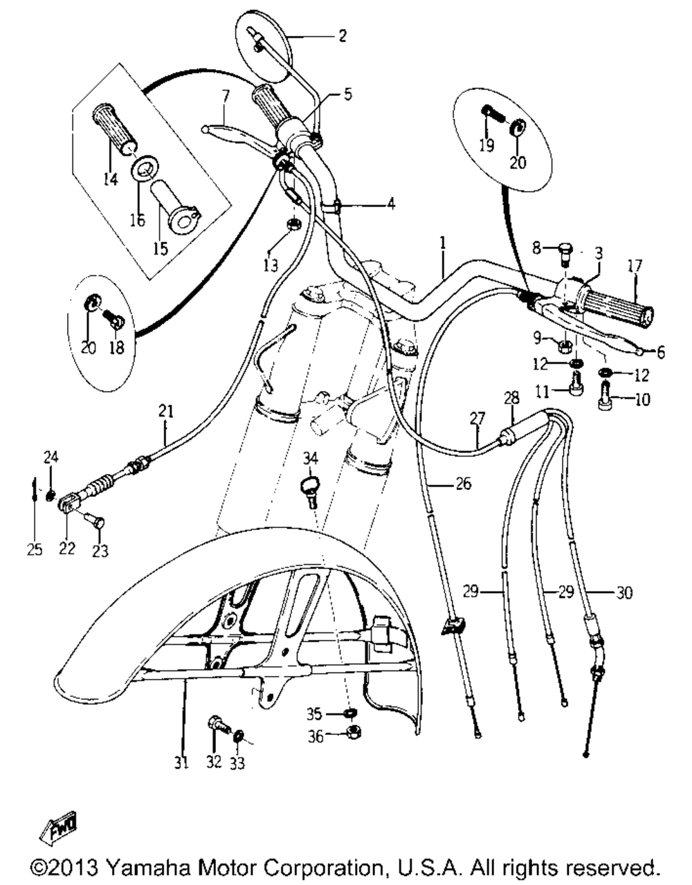 Handle wire - front fender