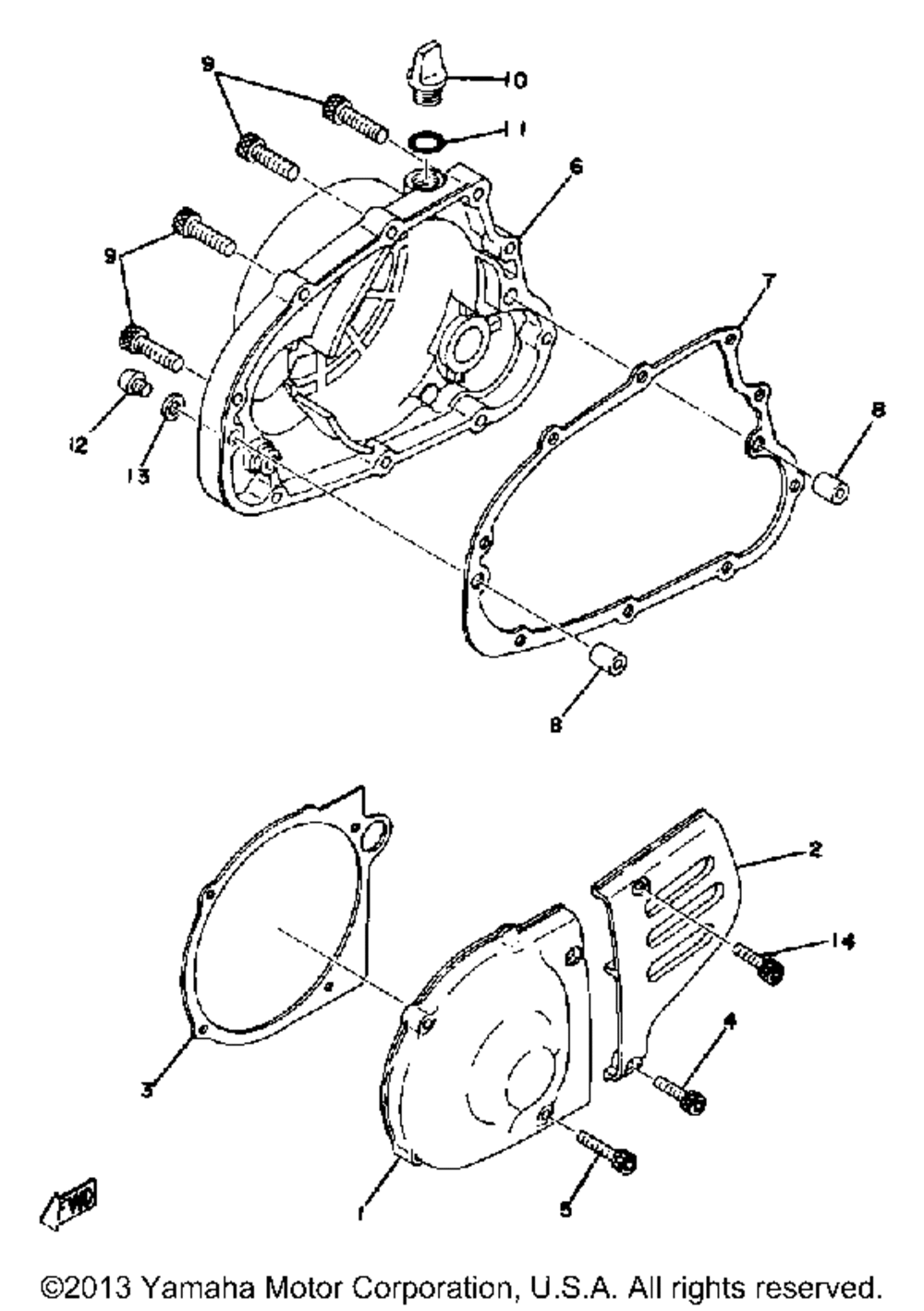 Crankcase cover yz100d