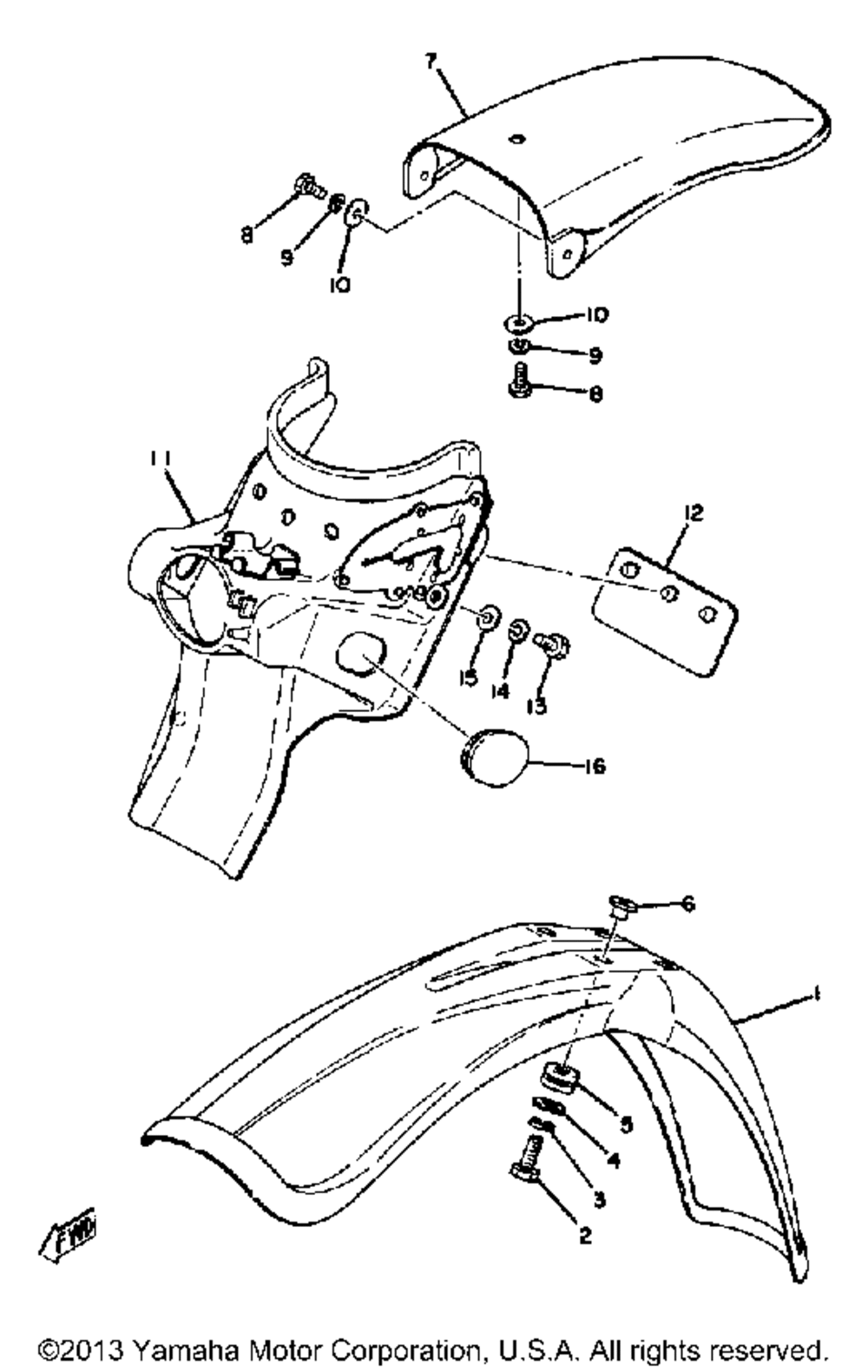 Front fender - rear fender yz100 e - f