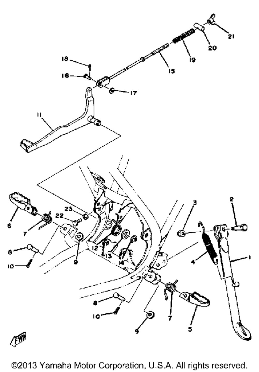 Stand - footrest - brake pedal yz100 e - f