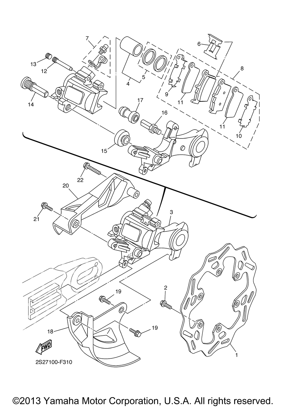 Rear brake caliper