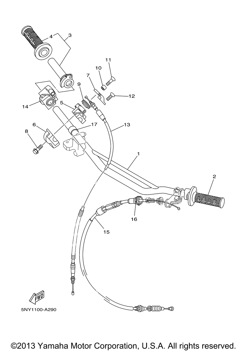 Steering handle cable