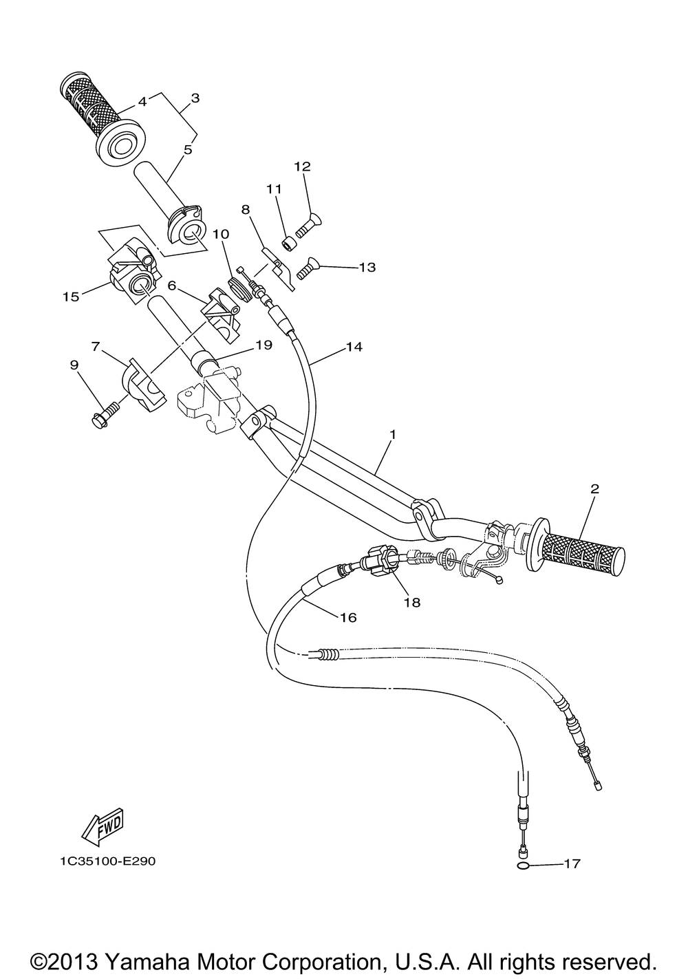 Steering handle cable