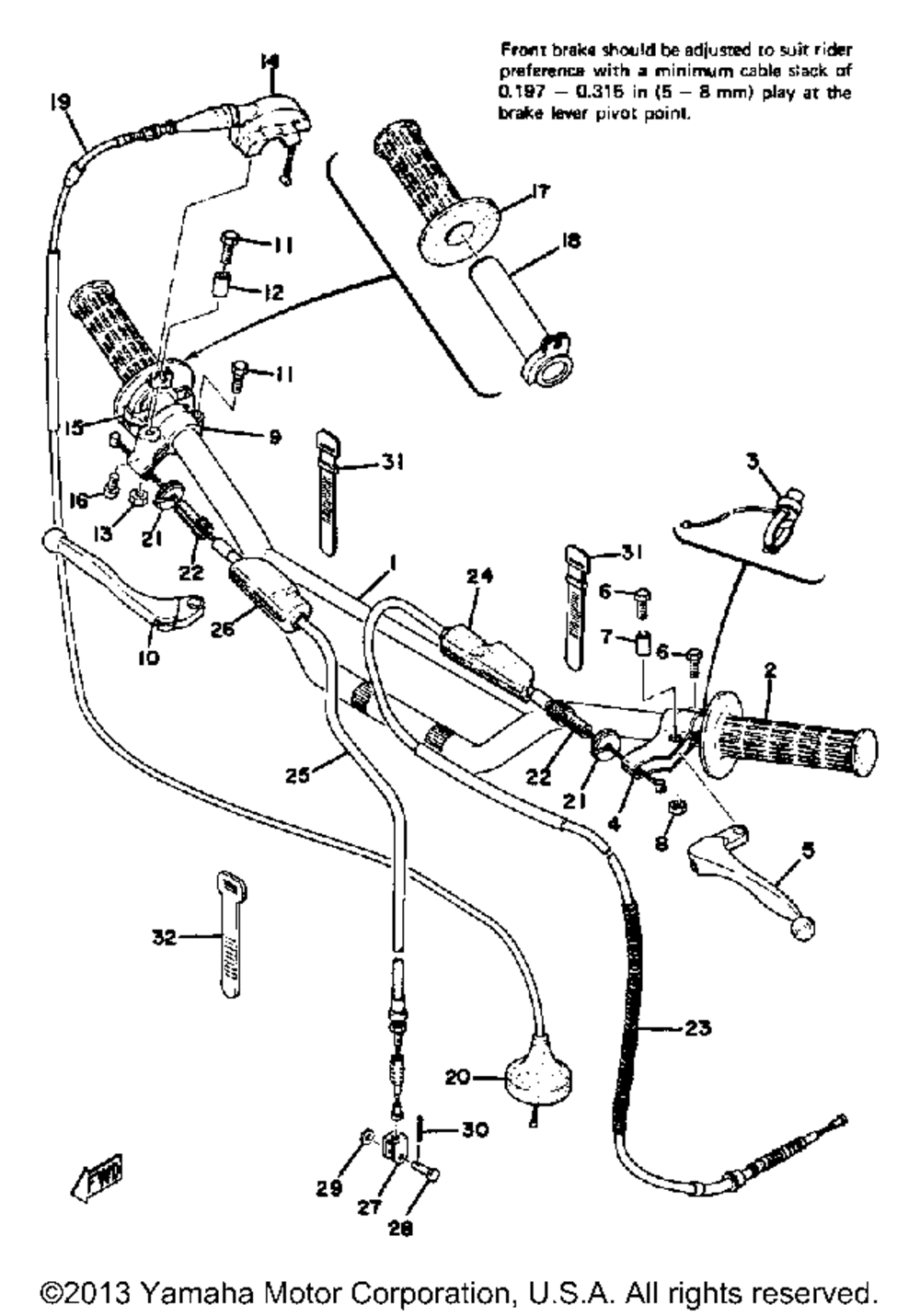 Handle - wire yz125c