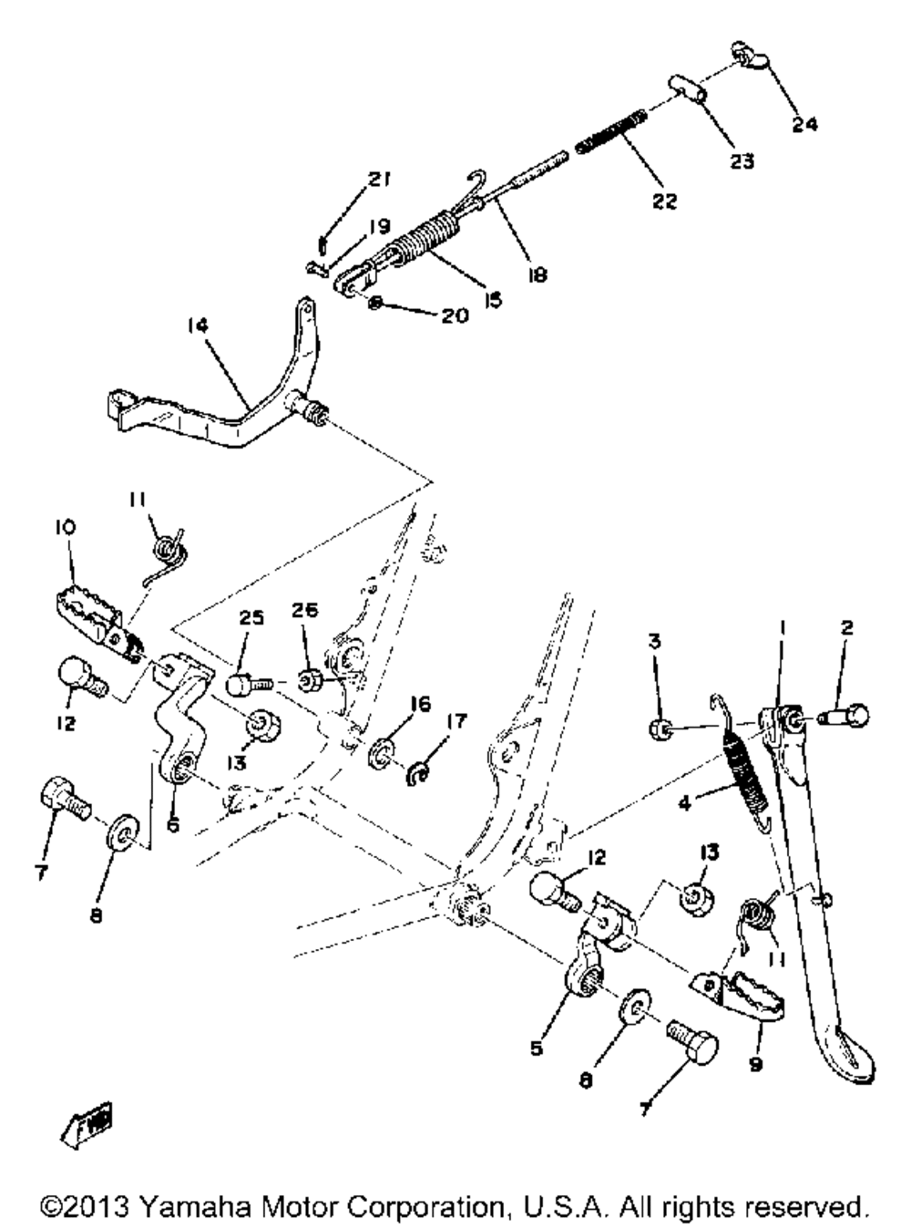 Stand - footrest - brake pedal yz125d