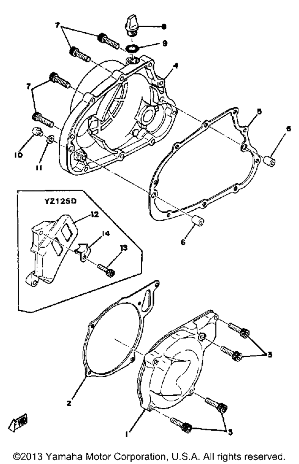 Crankcase cover yz125c - d