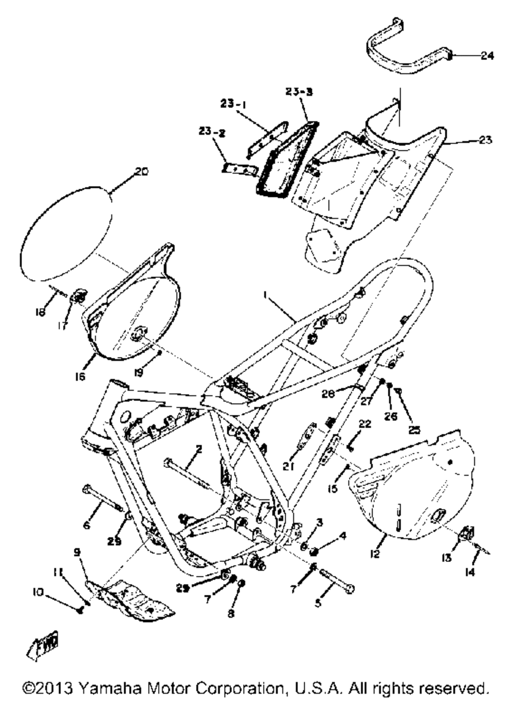 Frame - side cover yz125a - b