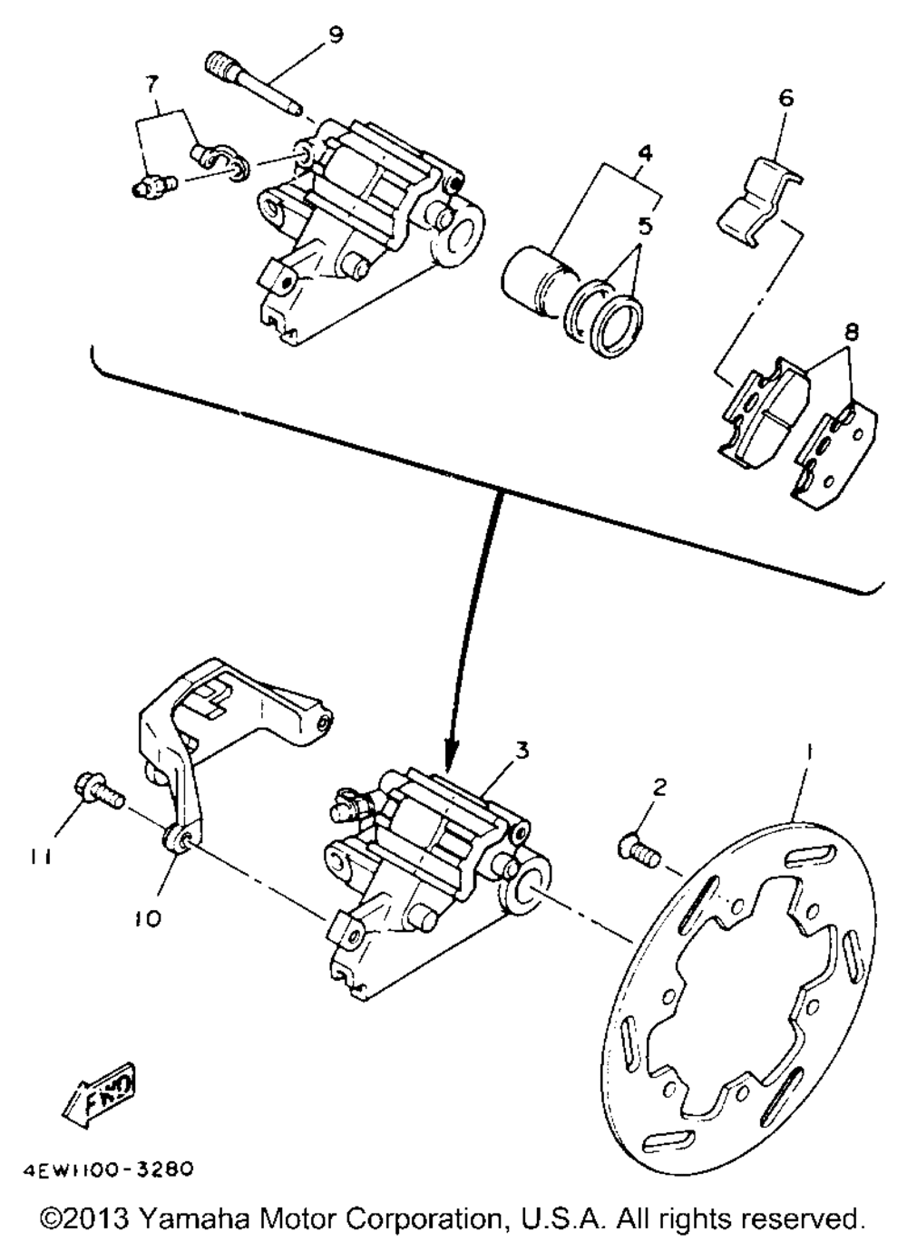 Rear brake caliper