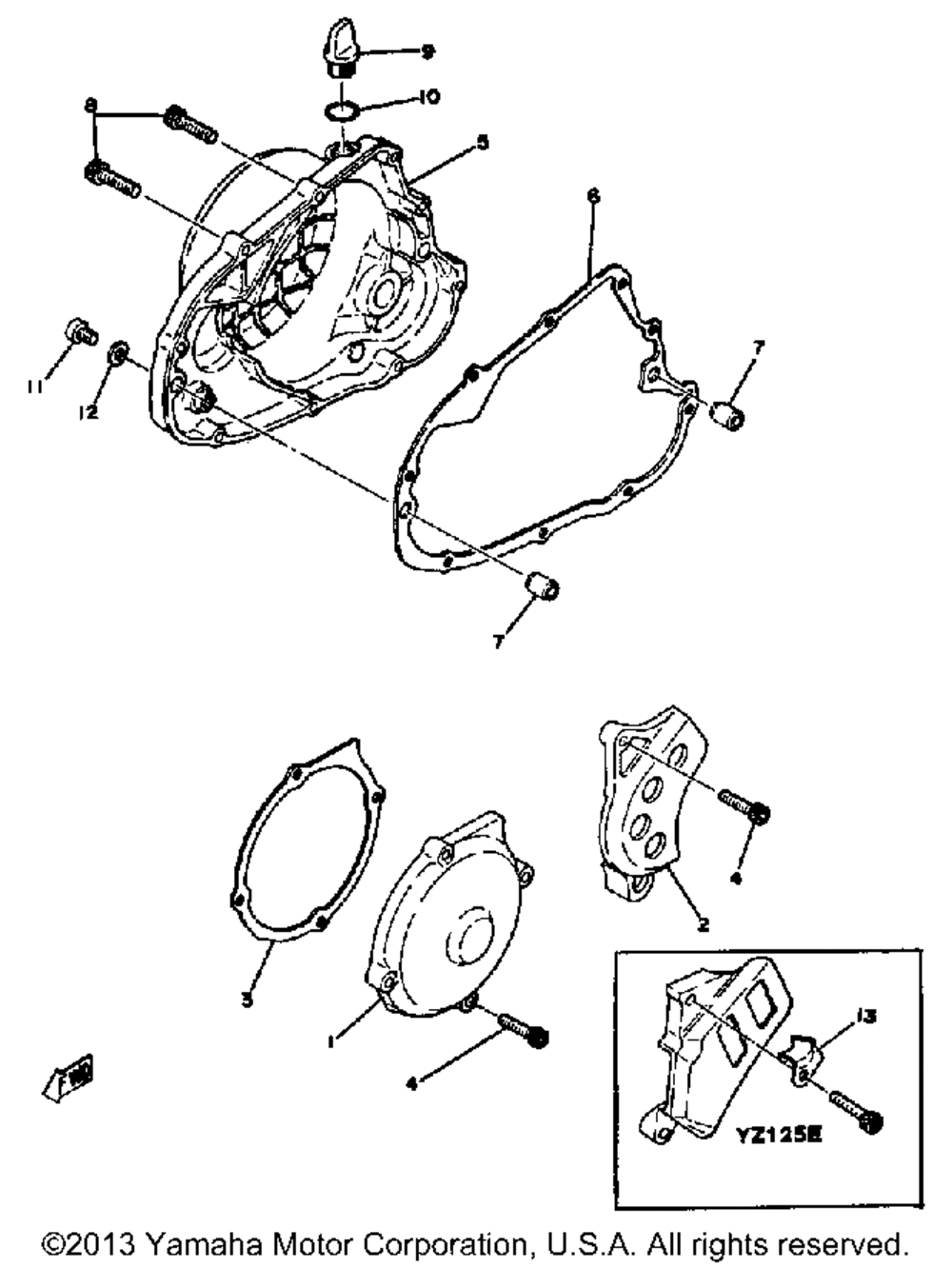 Crankcase cover yz125e - f