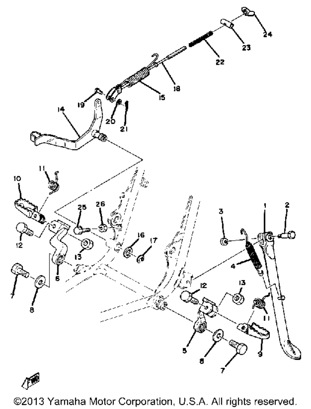 Stand - footrest - brake pedal yz125e - f