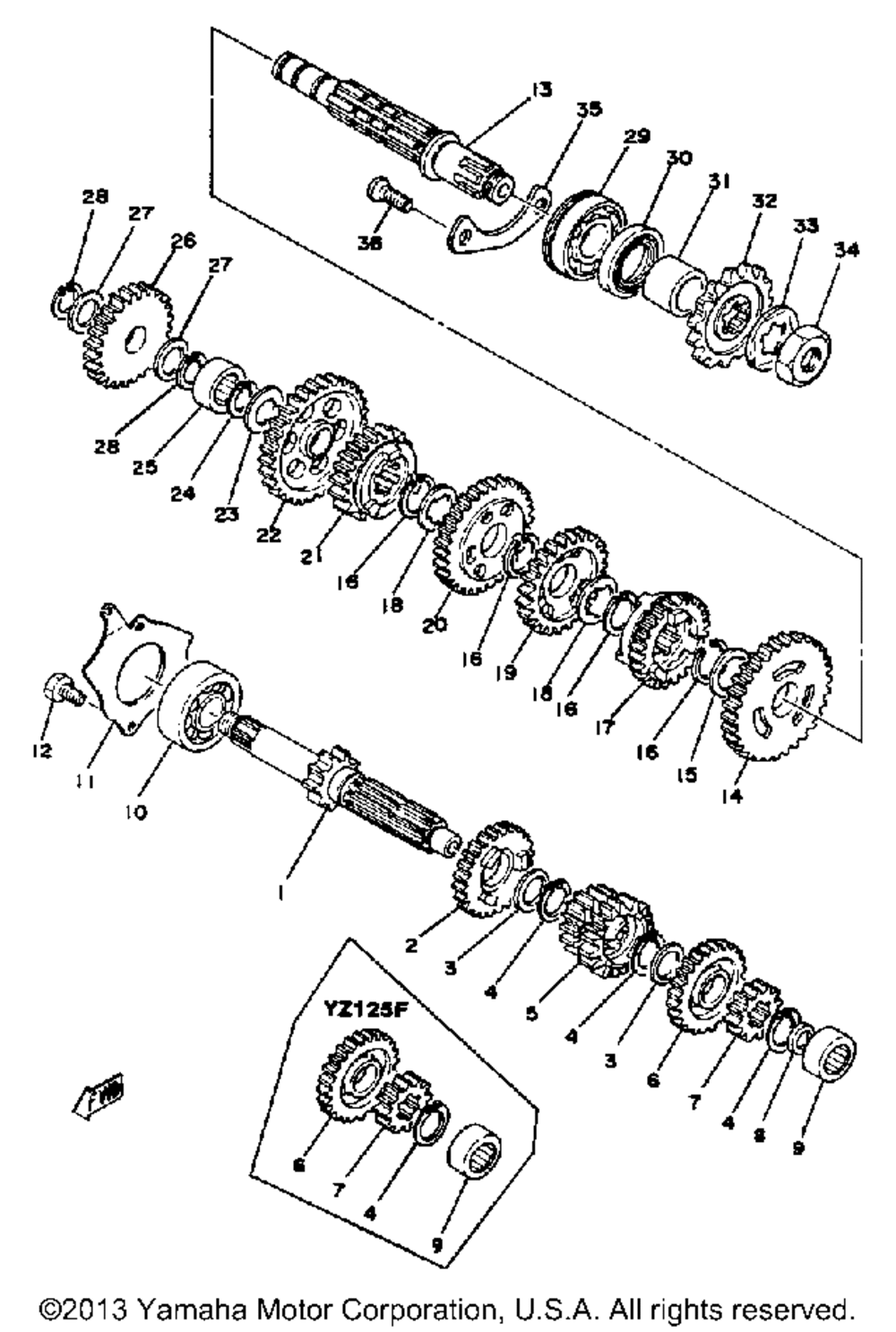 Transmission yz125e - f