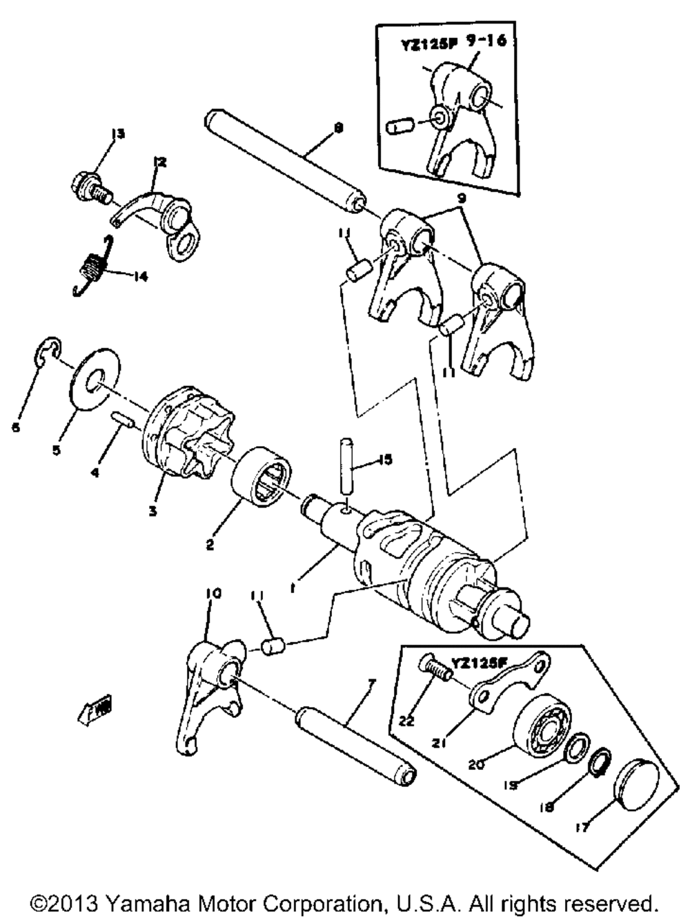 Shift cam - fork yz125e - f